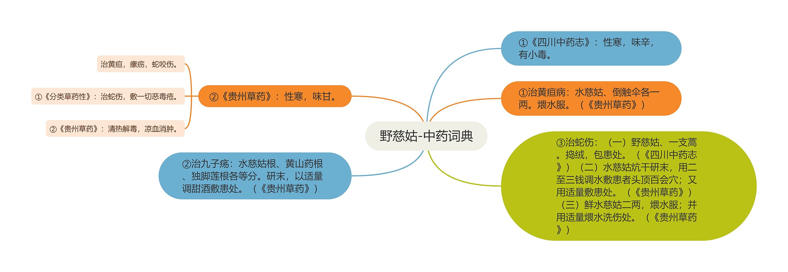 野慈姑-中药词典思维导图