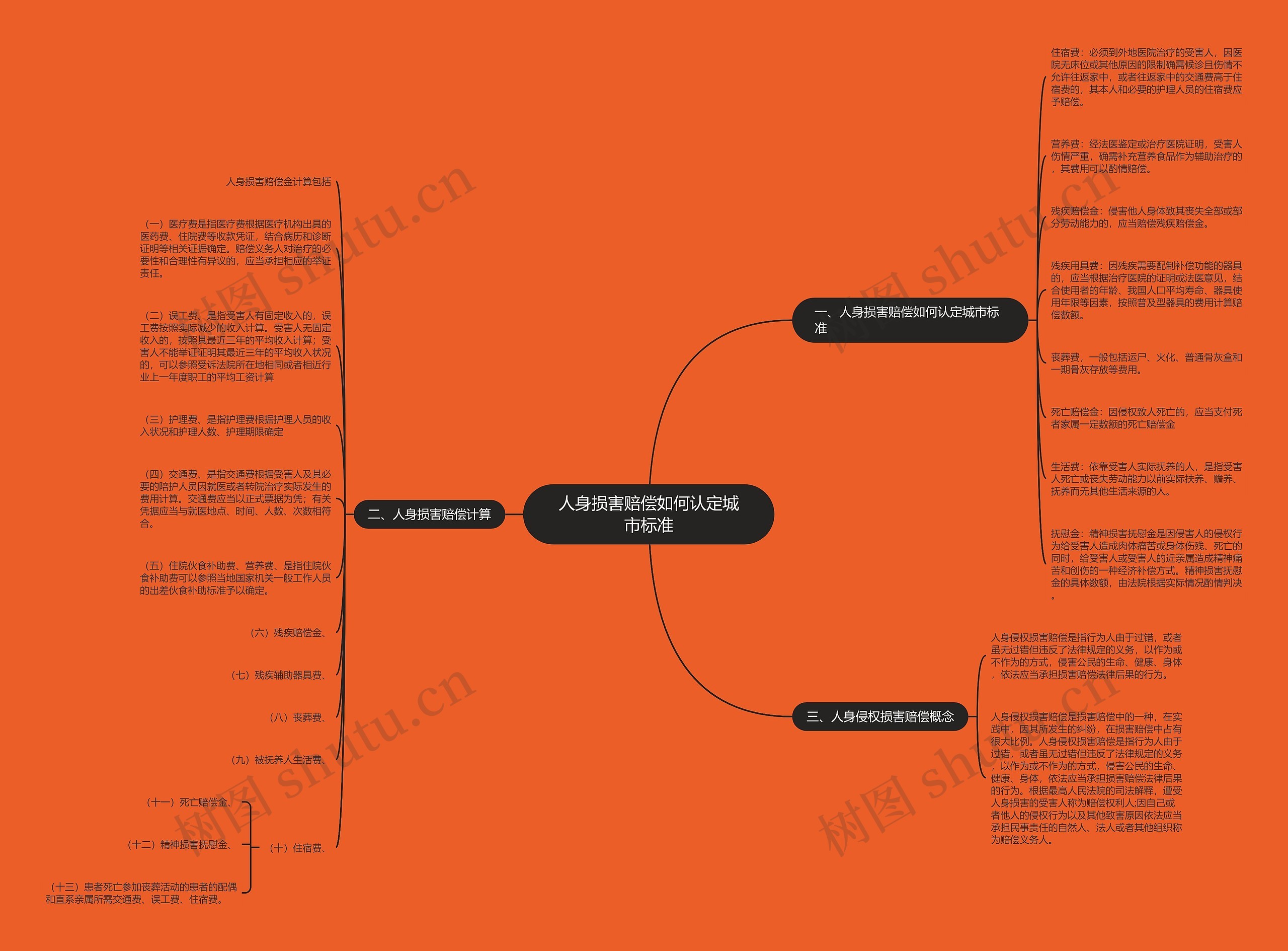 人身损害赔偿如何认定城市标准思维导图