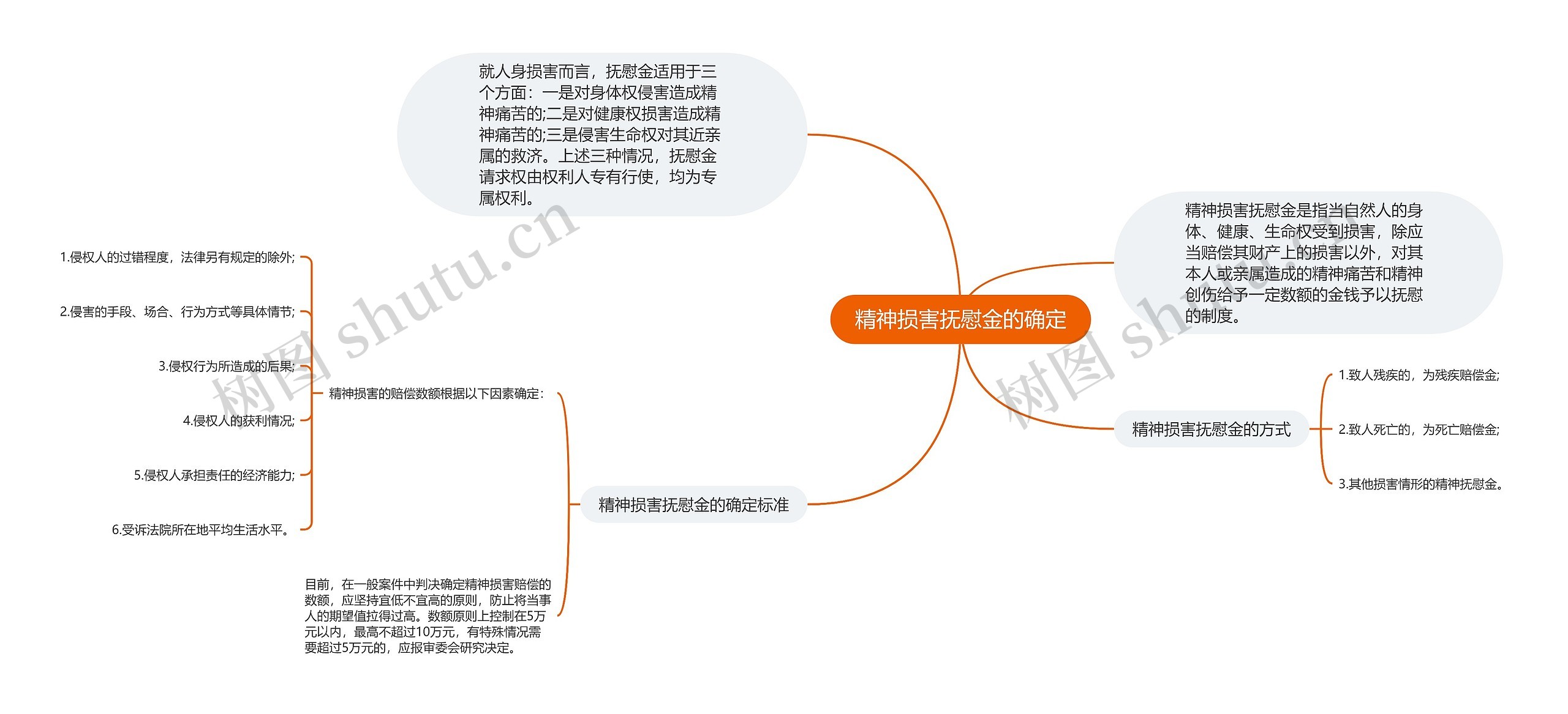 精神损害抚慰金的确定思维导图