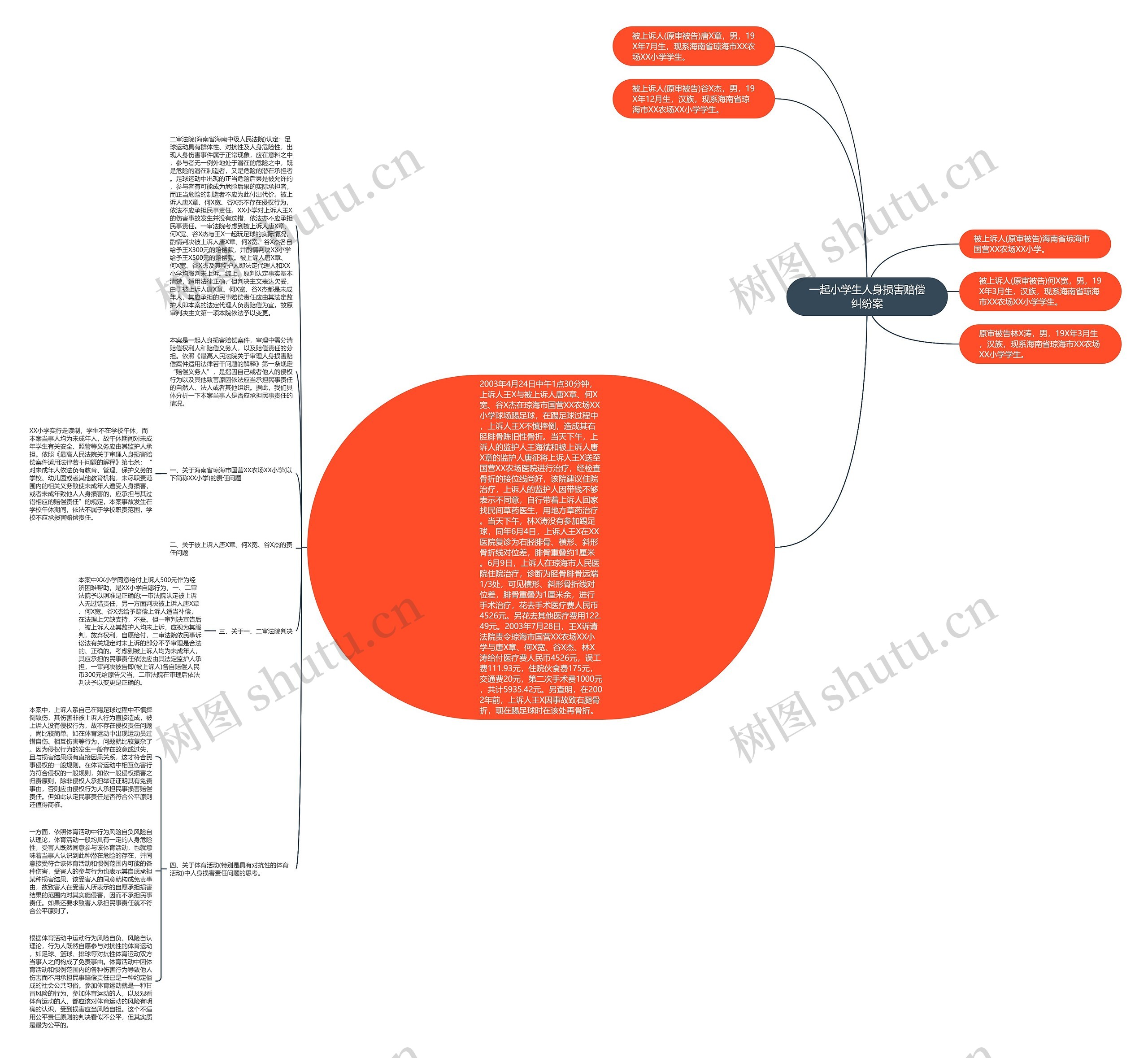 一起小学生人身损害赔偿纠纷案思维导图
