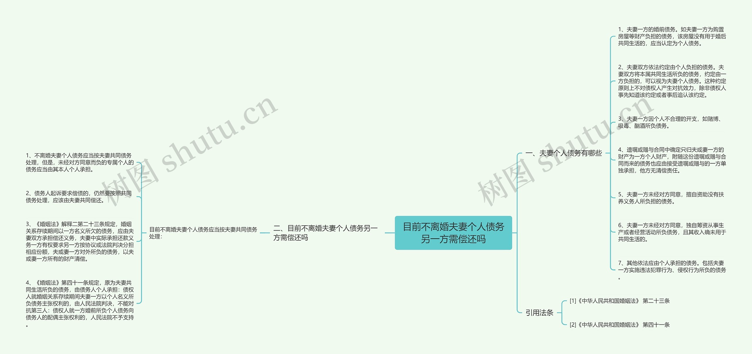 目前不离婚夫妻个人债务另一方需偿还吗思维导图