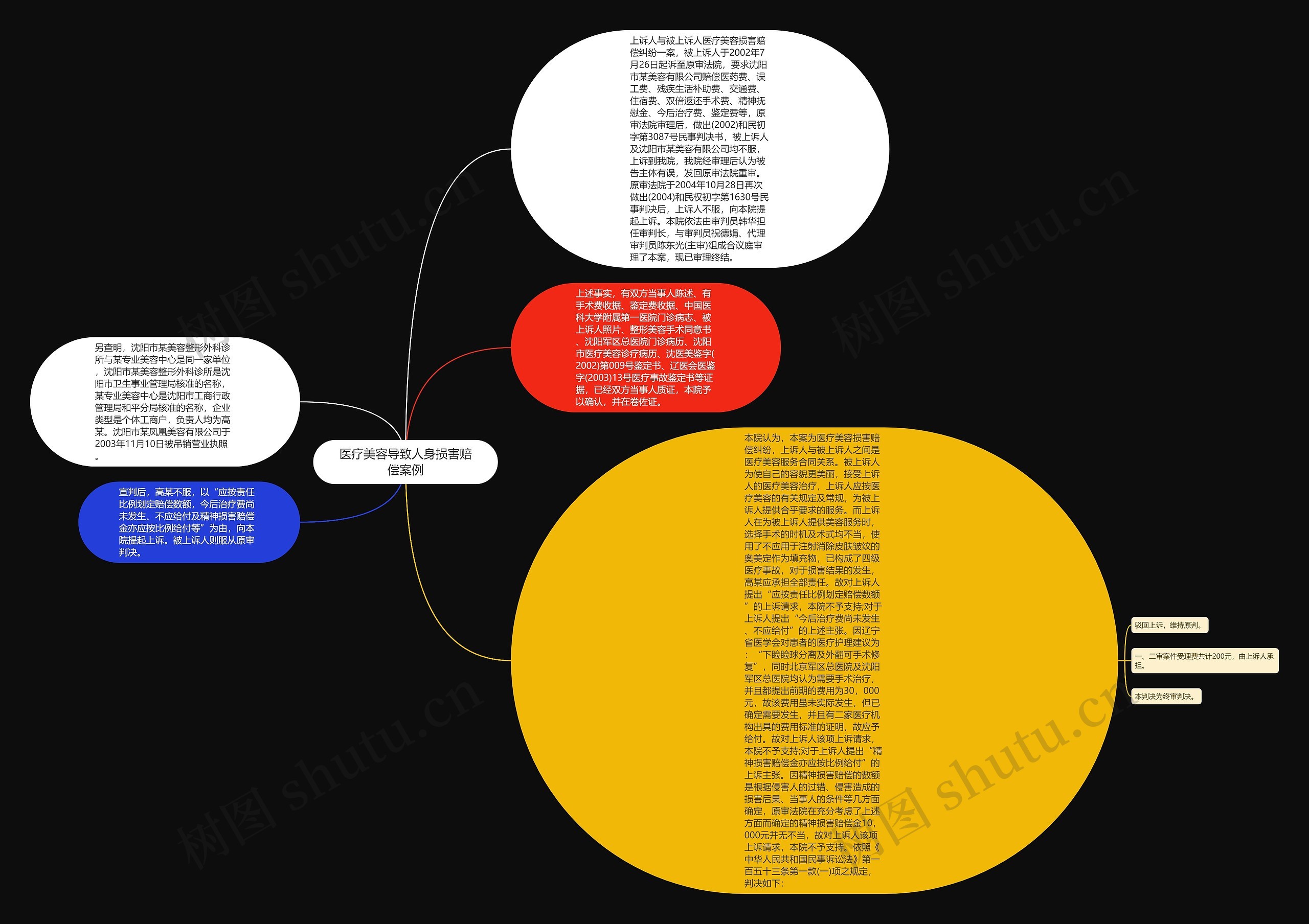 医疗美容导致人身损害赔偿案例思维导图