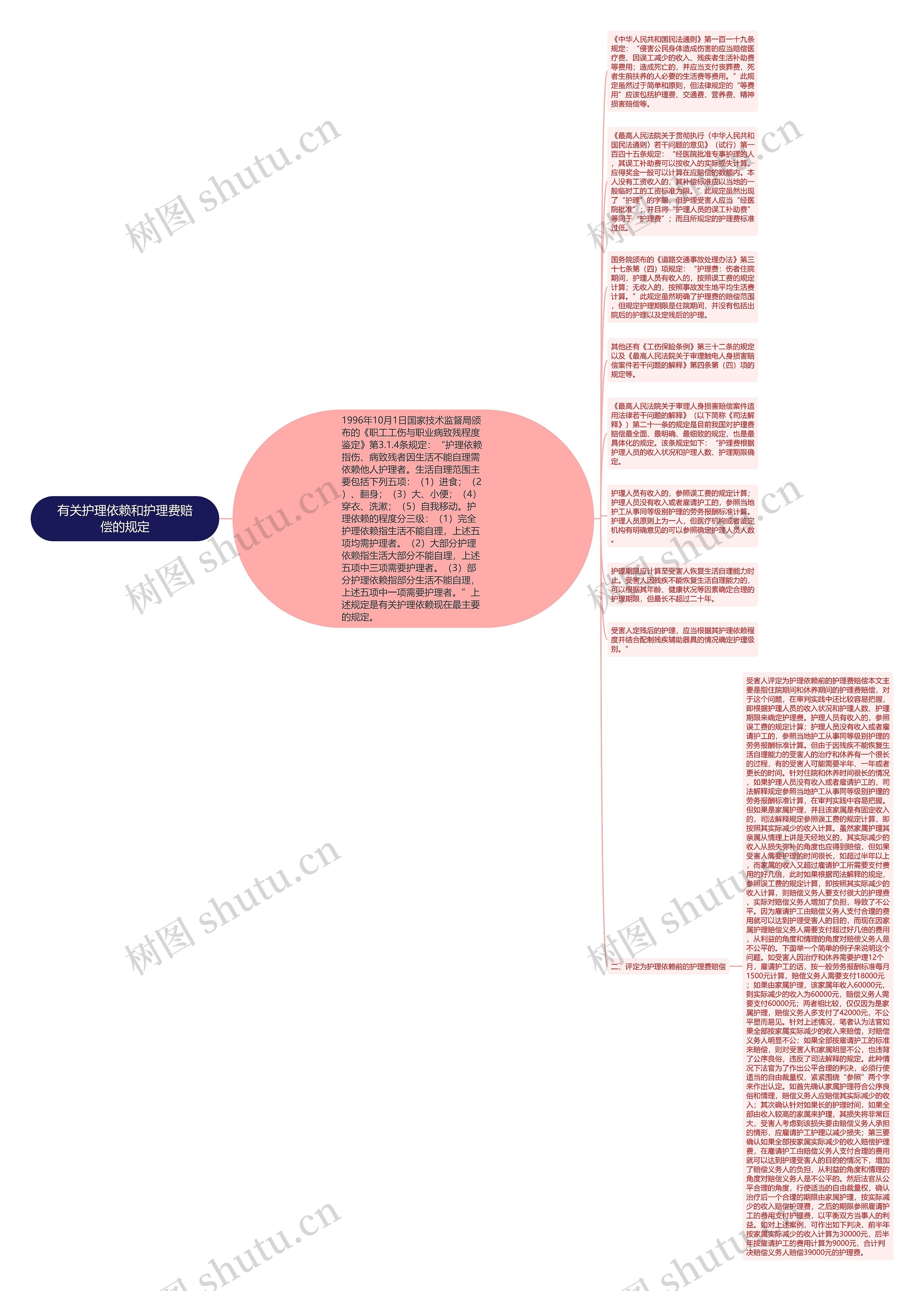有关护理依赖和护理费赔偿的规定思维导图