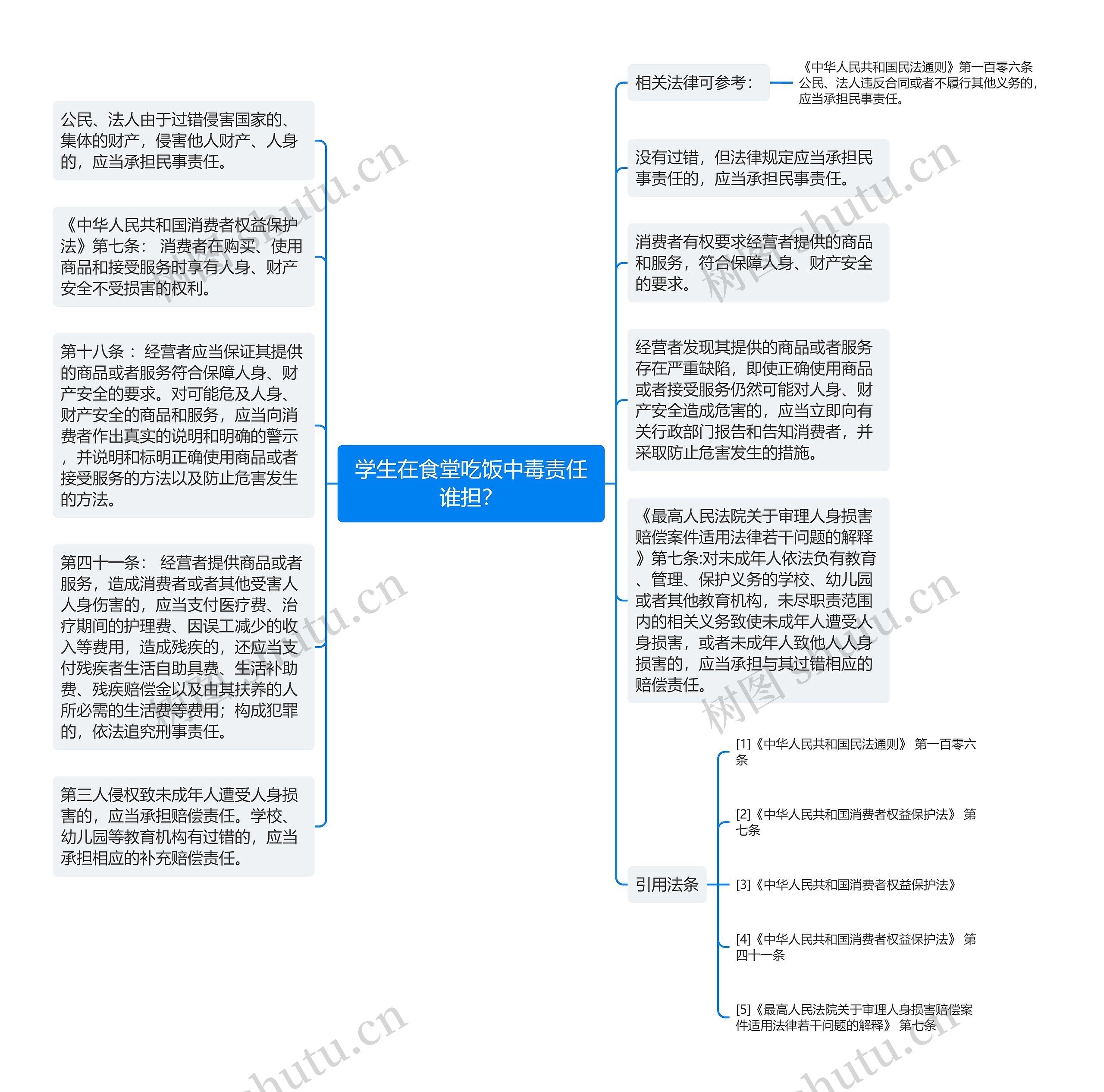 学生在食堂吃饭中毒责任谁担？思维导图