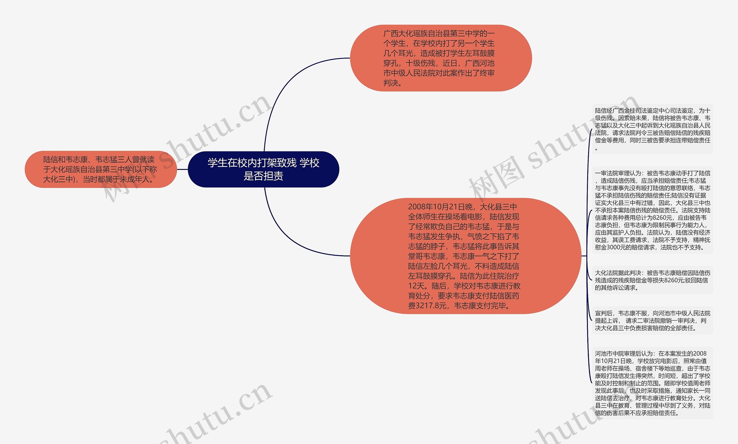 学生在校内打架致残 学校是否担责思维导图