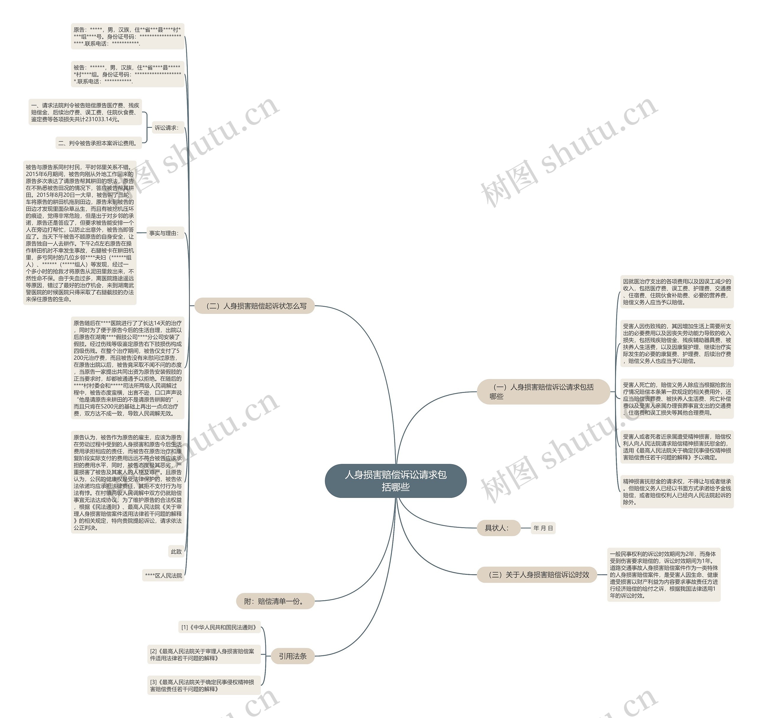 人身损害赔偿诉讼请求包括哪些思维导图