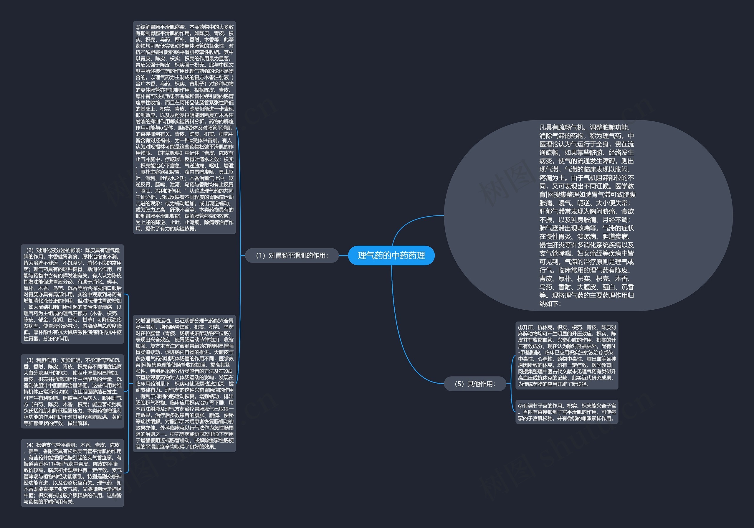 理气药的中药药理思维导图