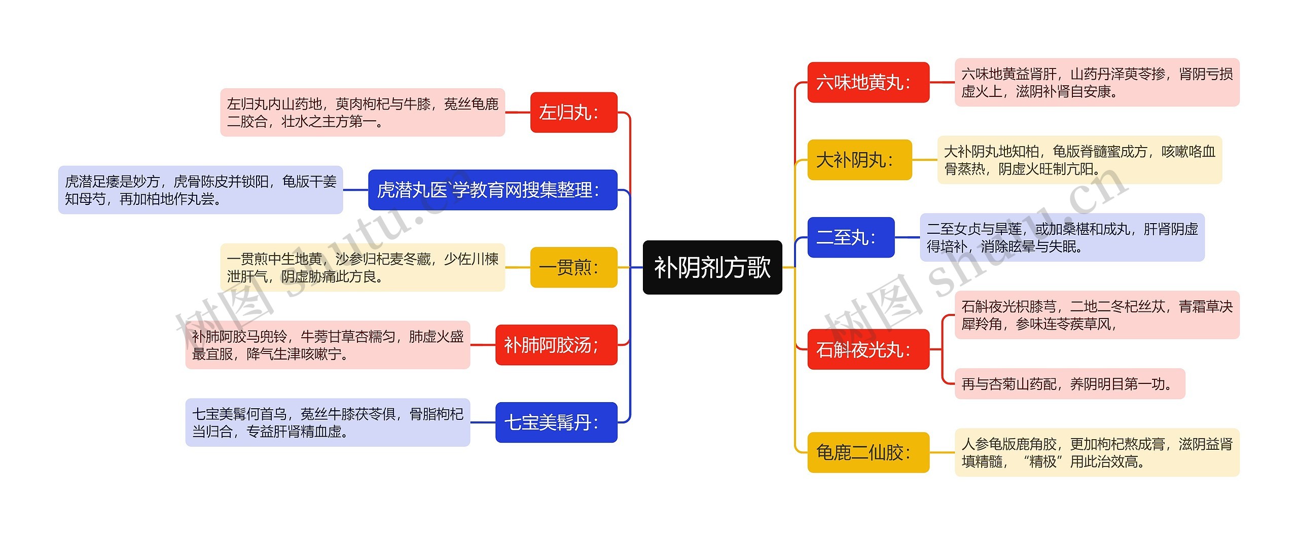 补阴剂方歌思维导图