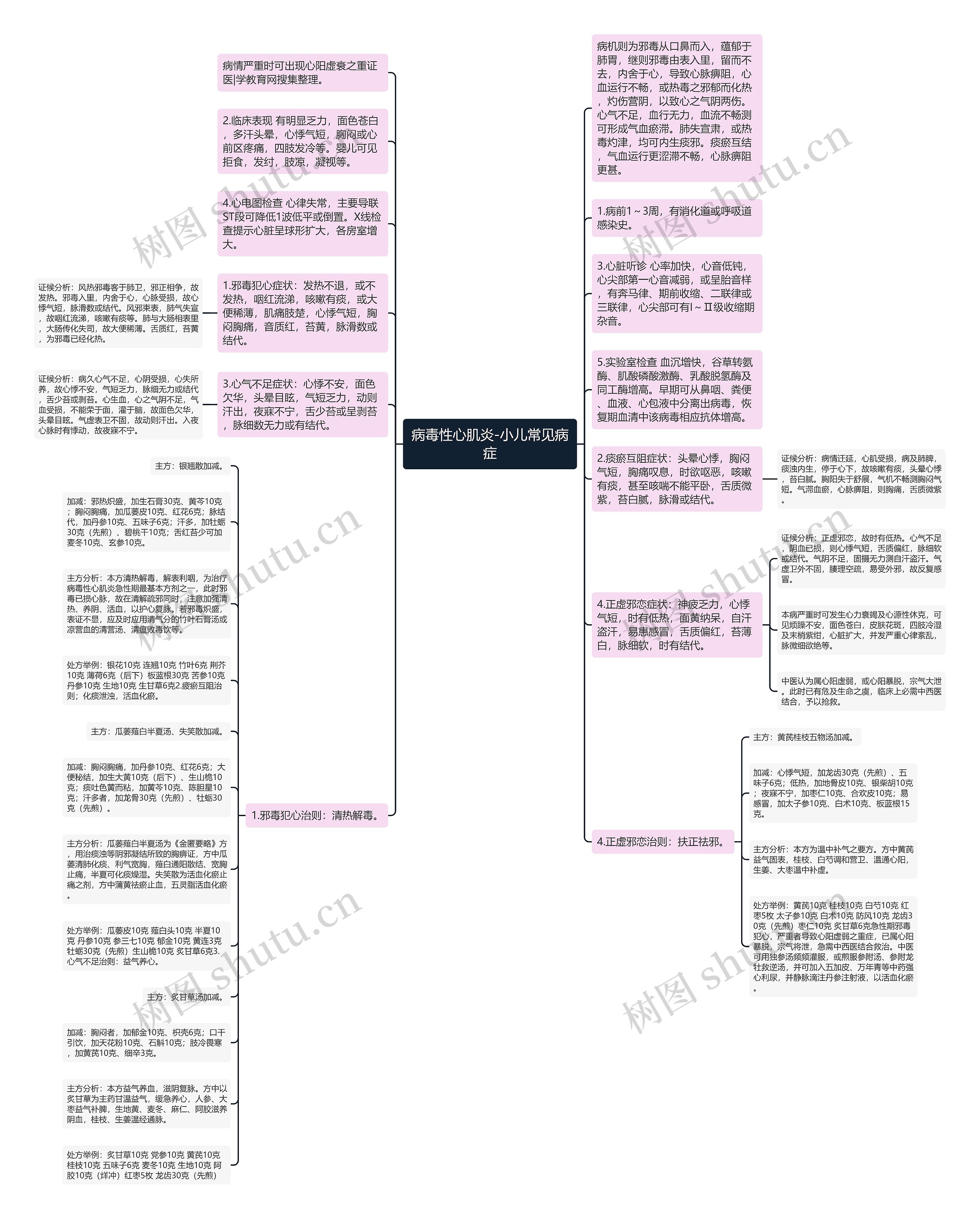 病毒性心肌炎-小儿常见病症思维导图