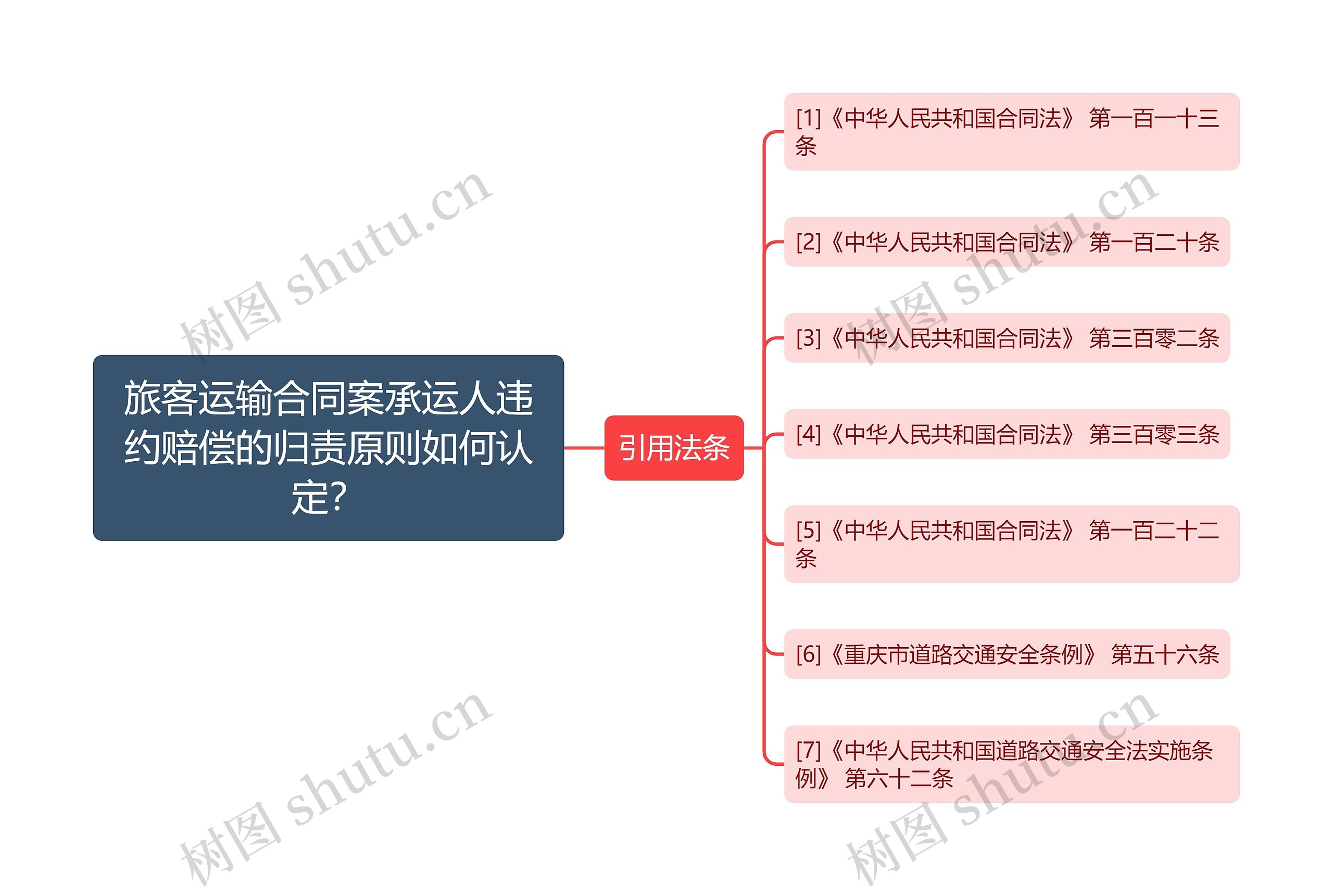 旅客运输合同案承运人违约赔偿的归责原则如何认定？思维导图