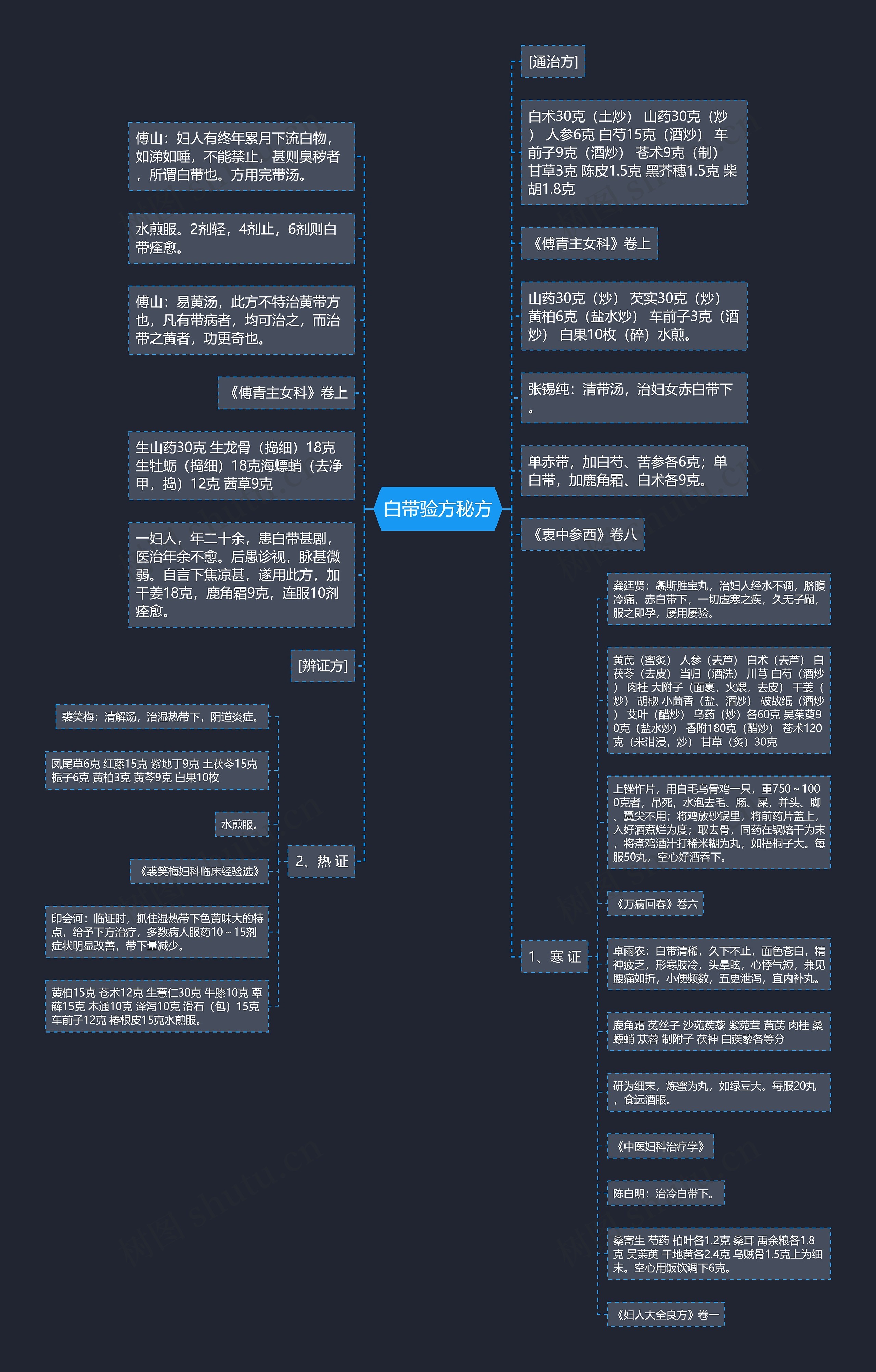 白带验方秘方思维导图