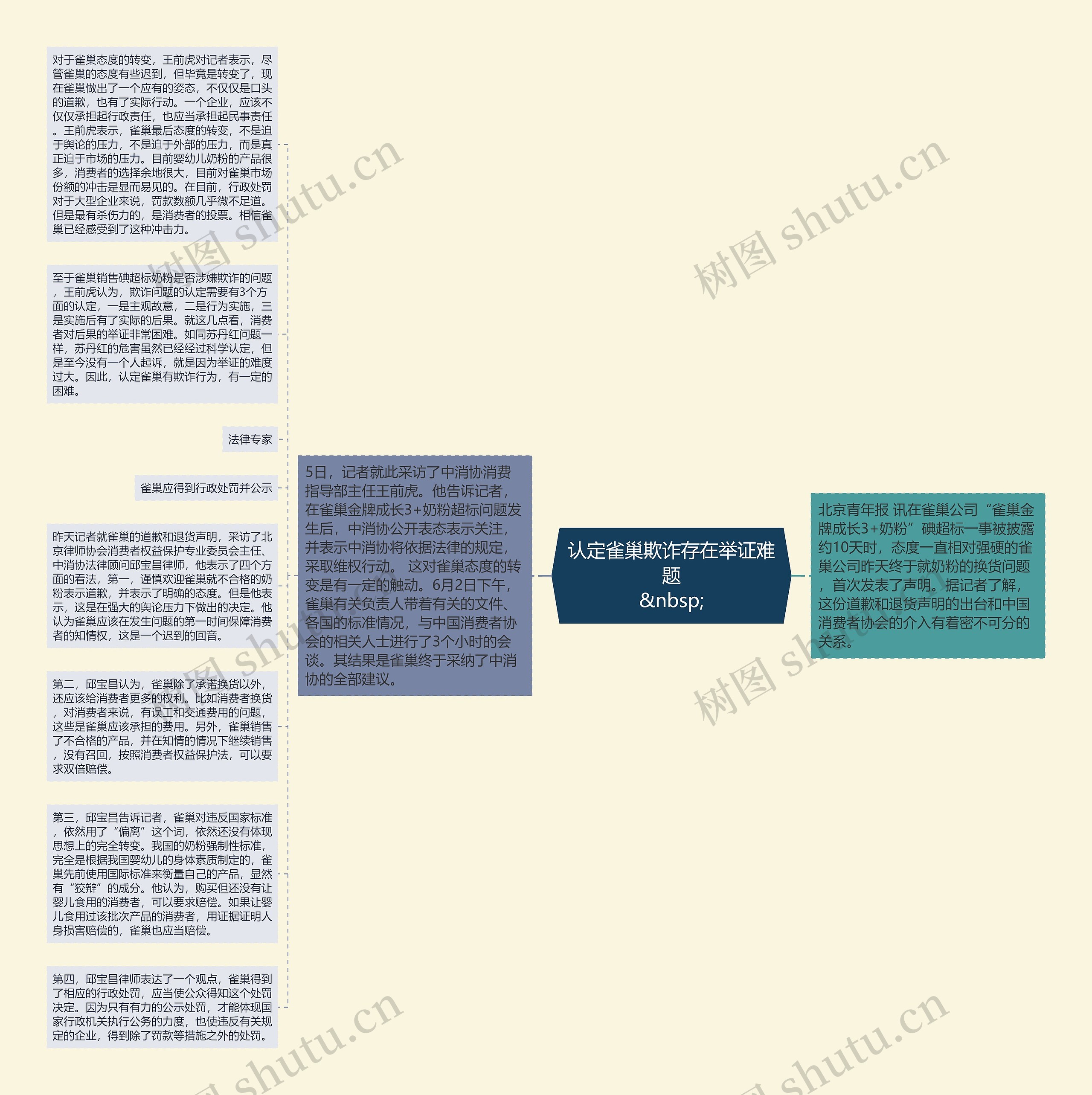 认定雀巢欺诈存在举证难题
&nbsp;思维导图