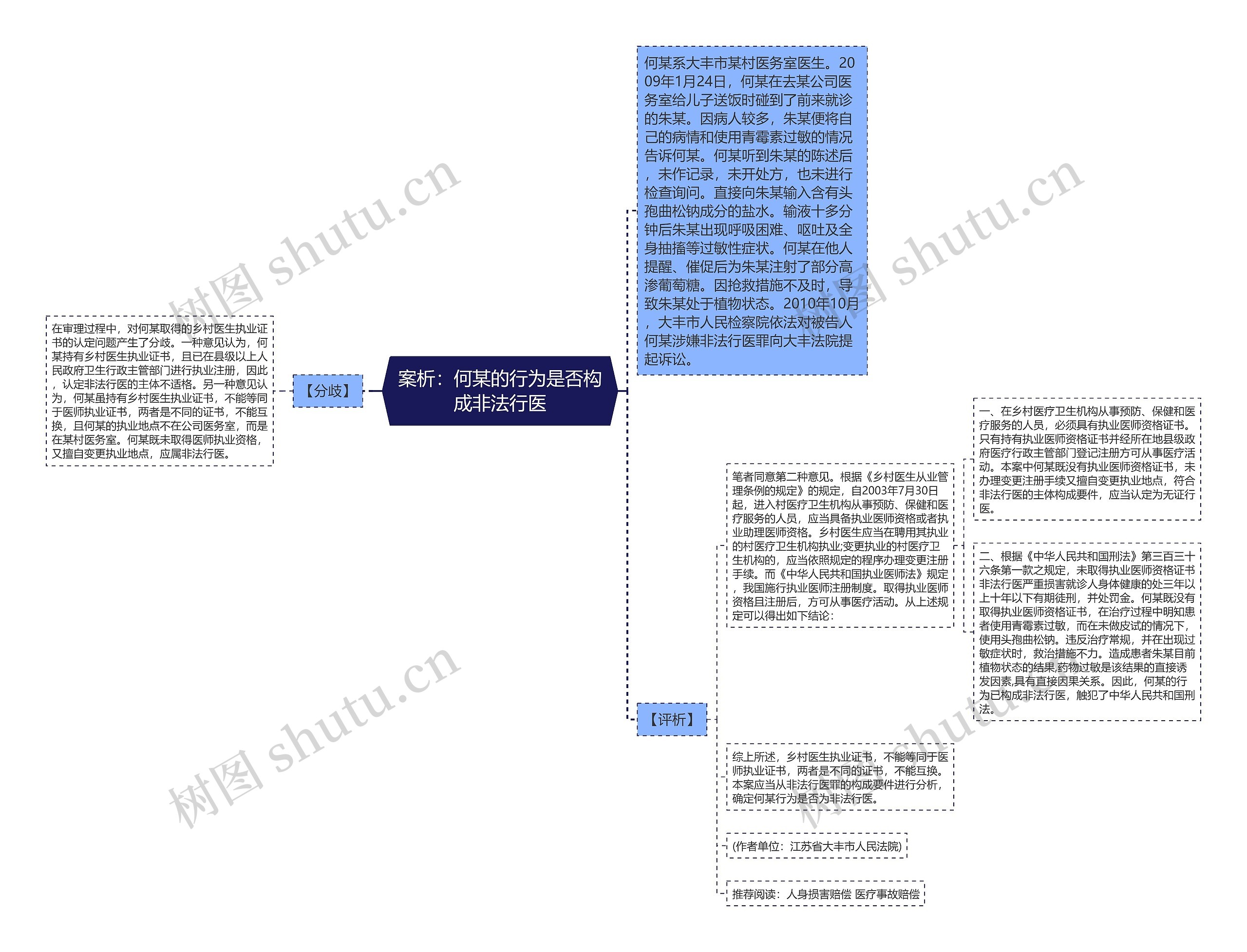 案析：何某的行为是否构成非法行医思维导图