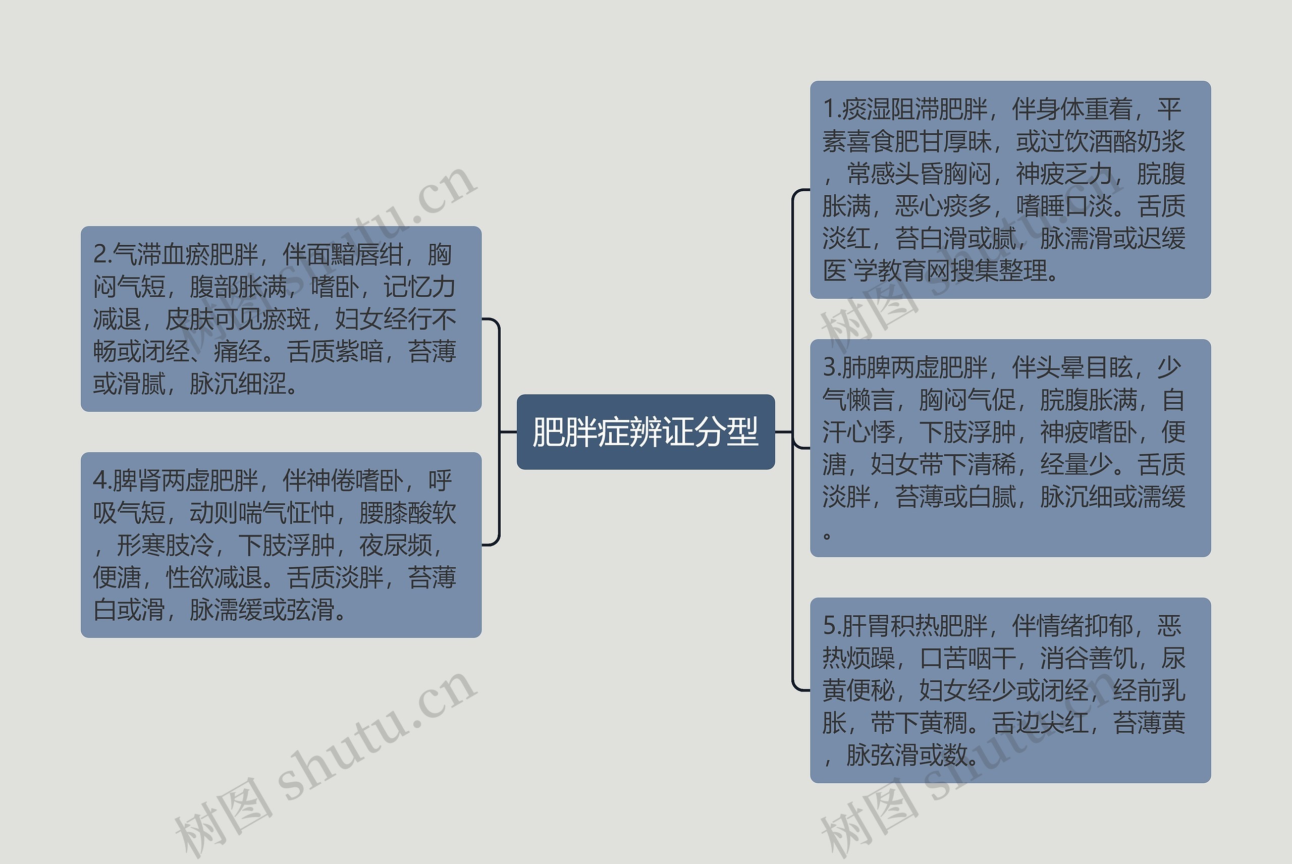 肥胖症辨证分型思维导图