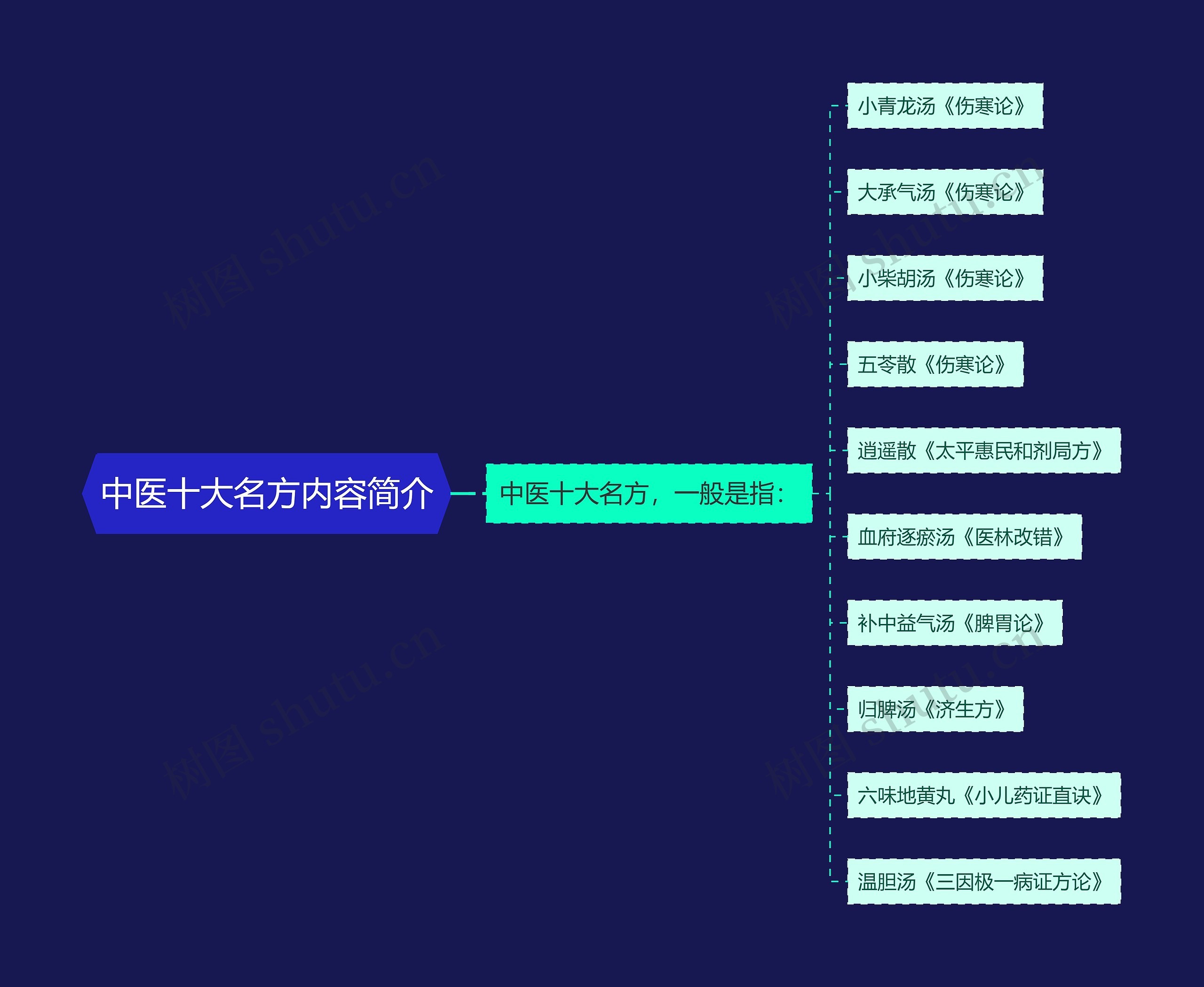 中医十大名方内容简介思维导图