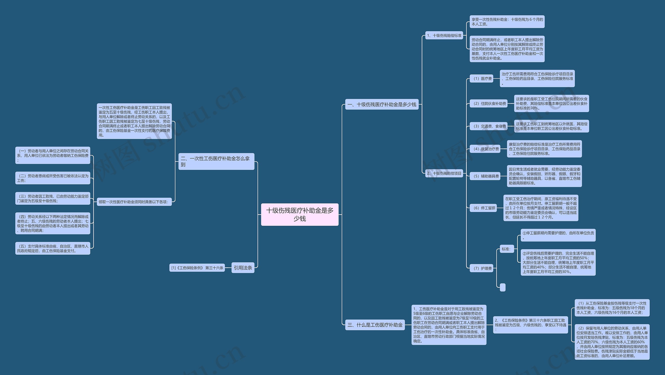 十级伤残医疗补助金是多少钱思维导图