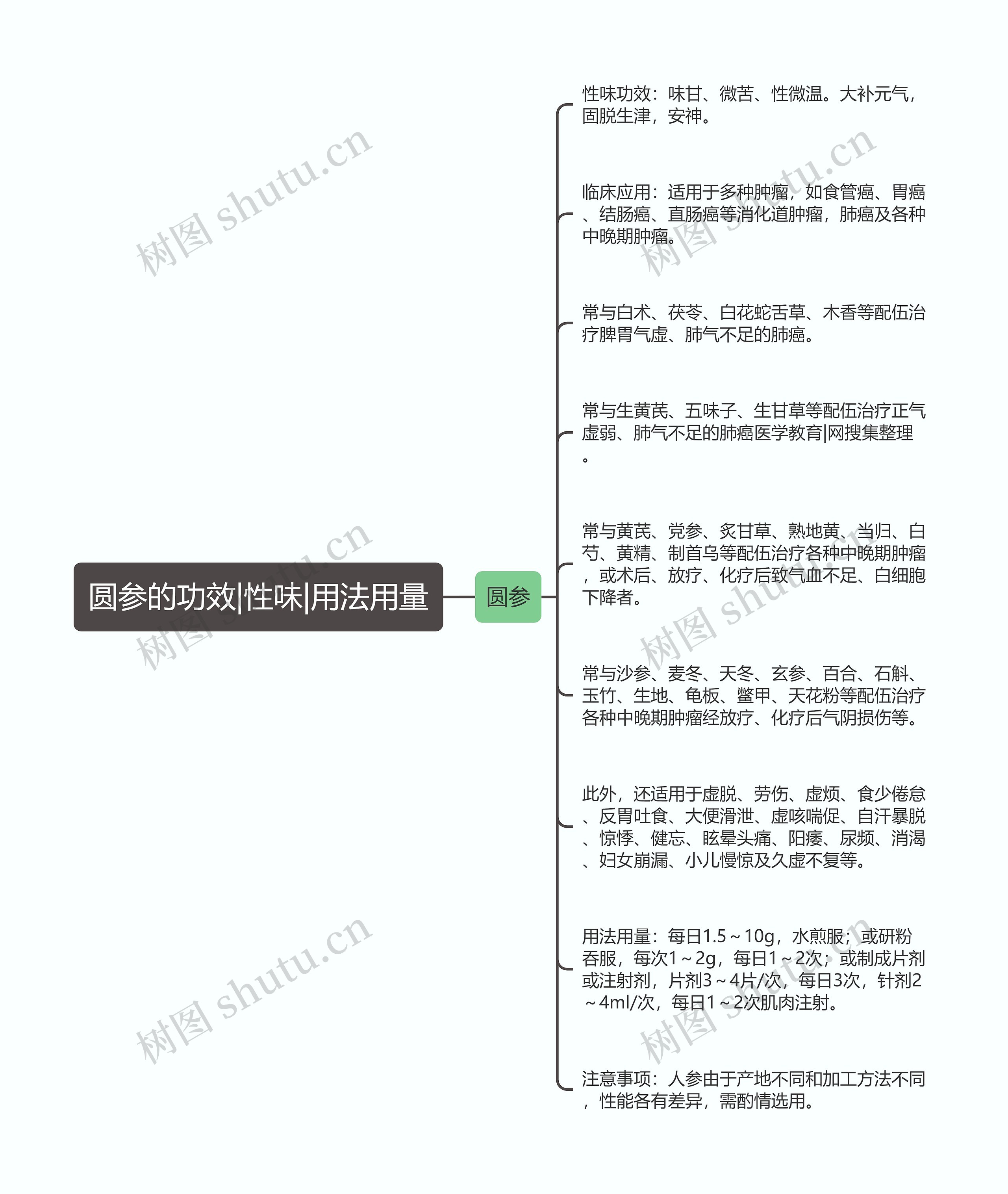 圆参的功效|性味|用法用量思维导图