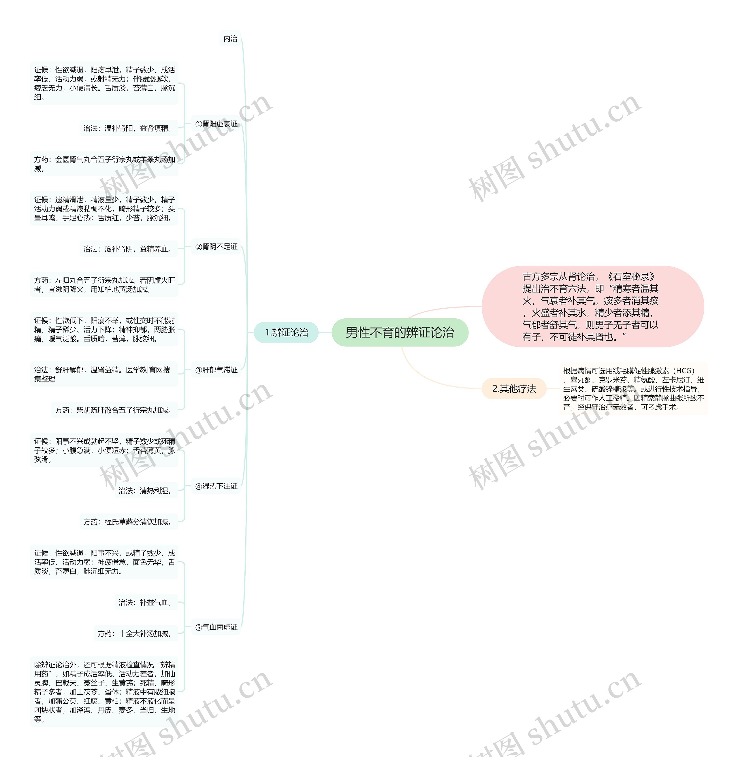 男性不育的辨证论治思维导图