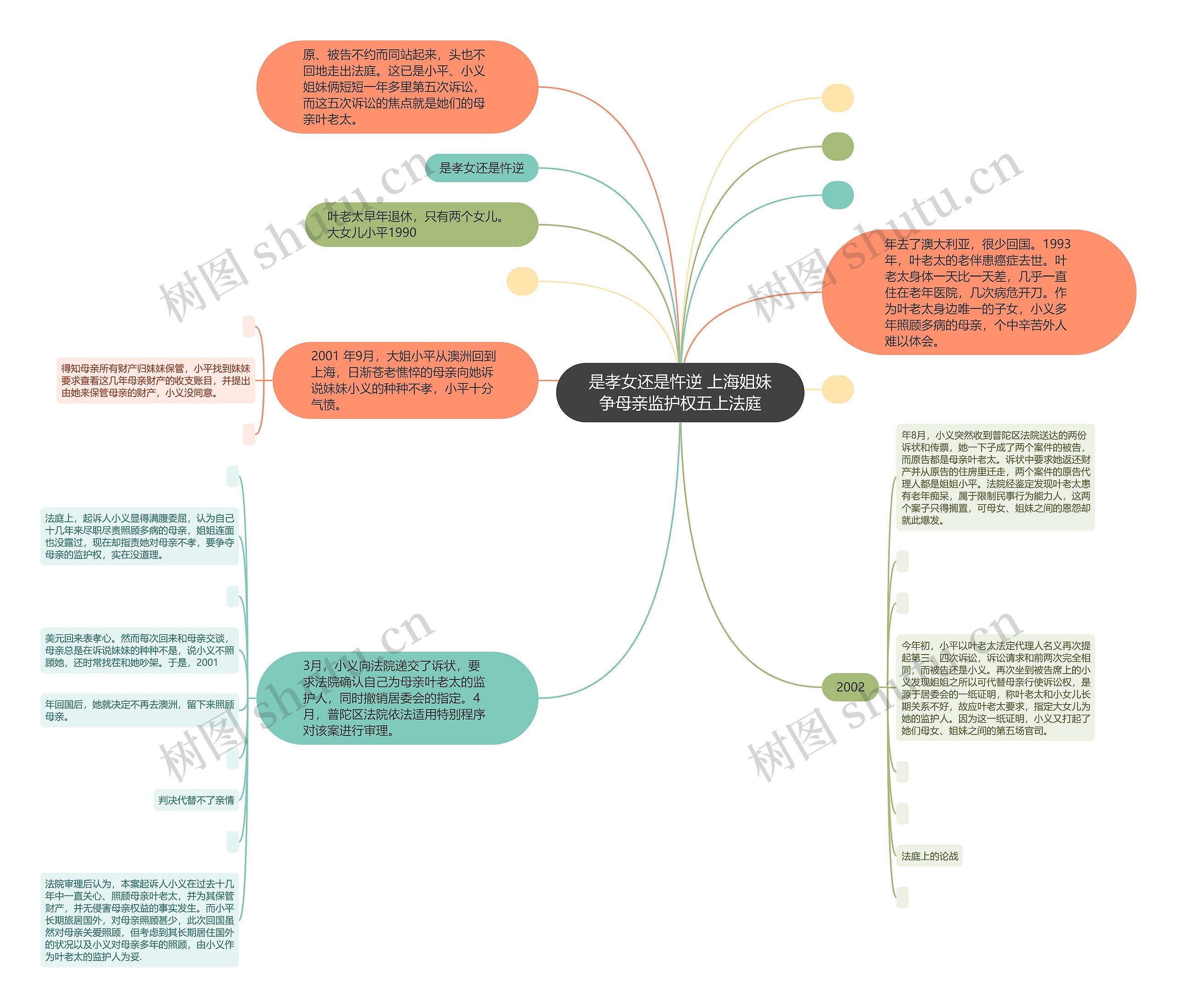 是孝女还是忤逆 上海姐妹争母亲监护权五上法庭思维导图