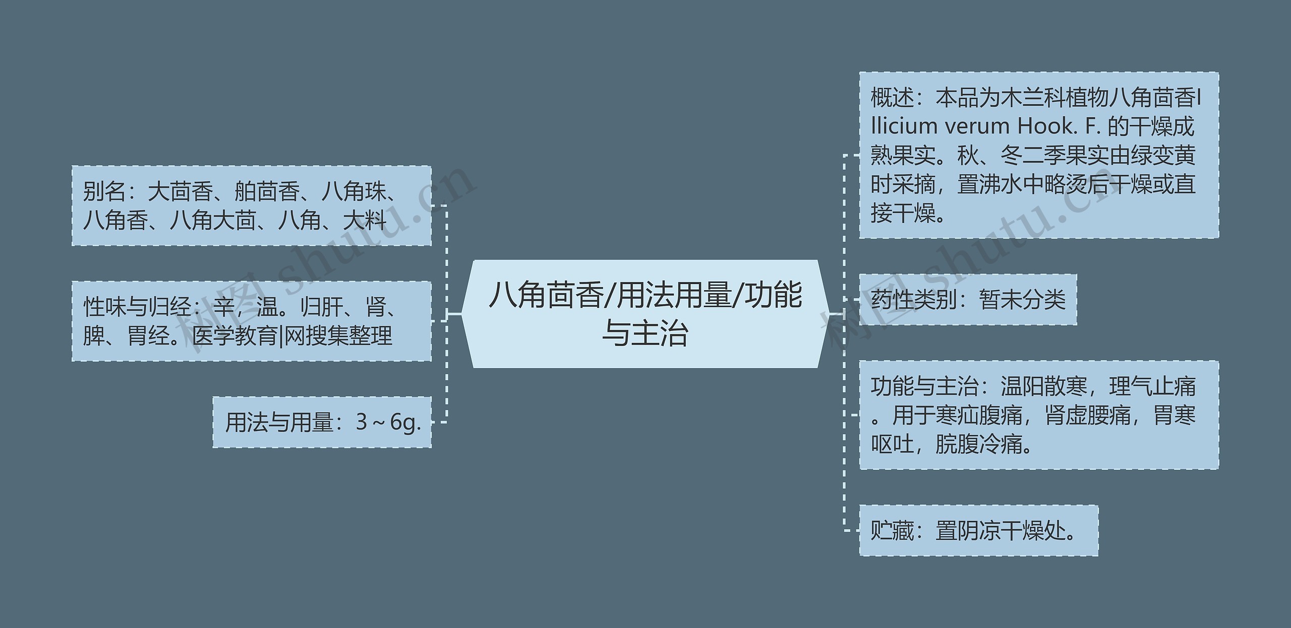 八角茴香/用法用量/功能与主治思维导图