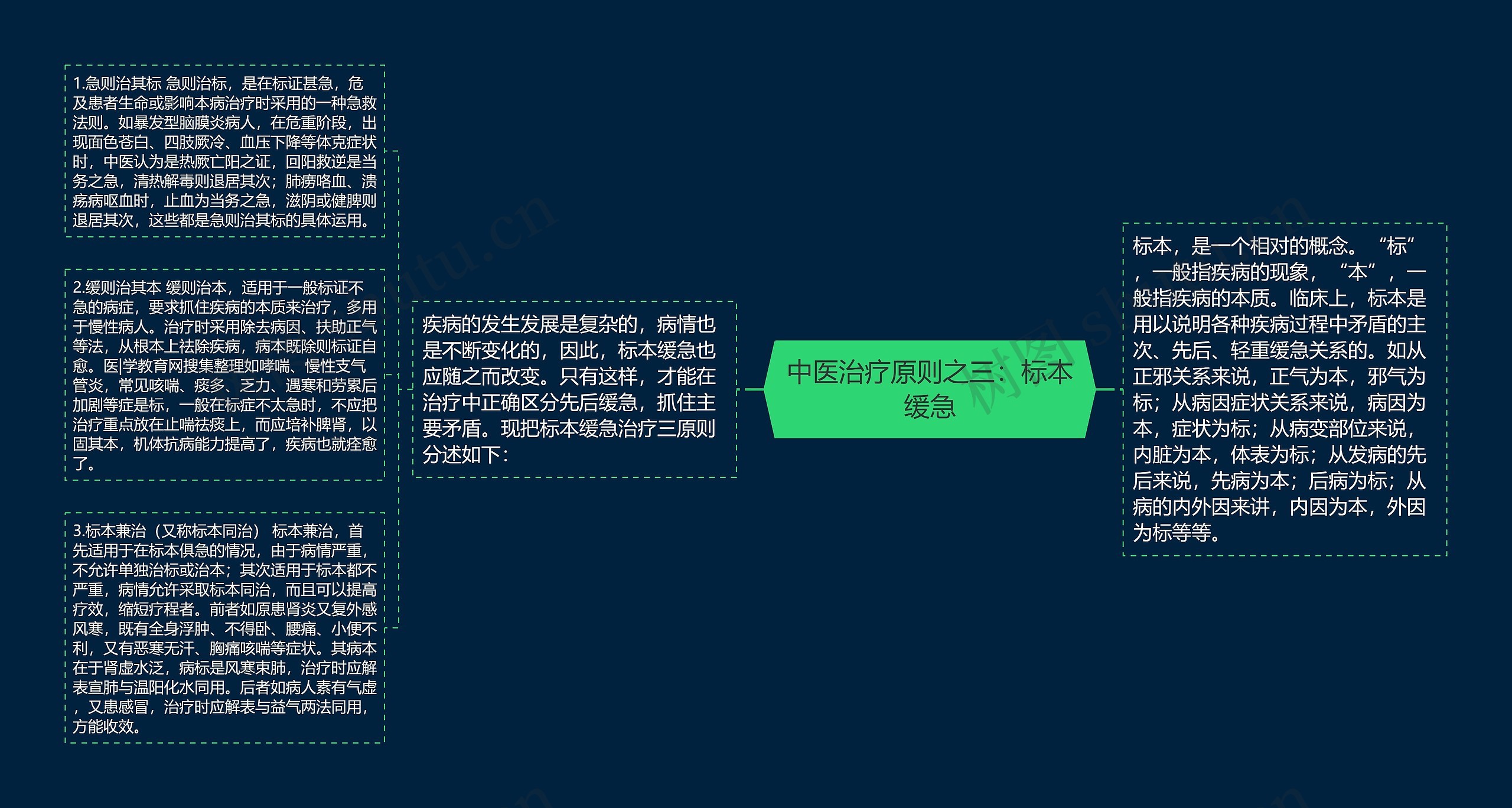 中医治疗原则之三：标本缓急思维导图