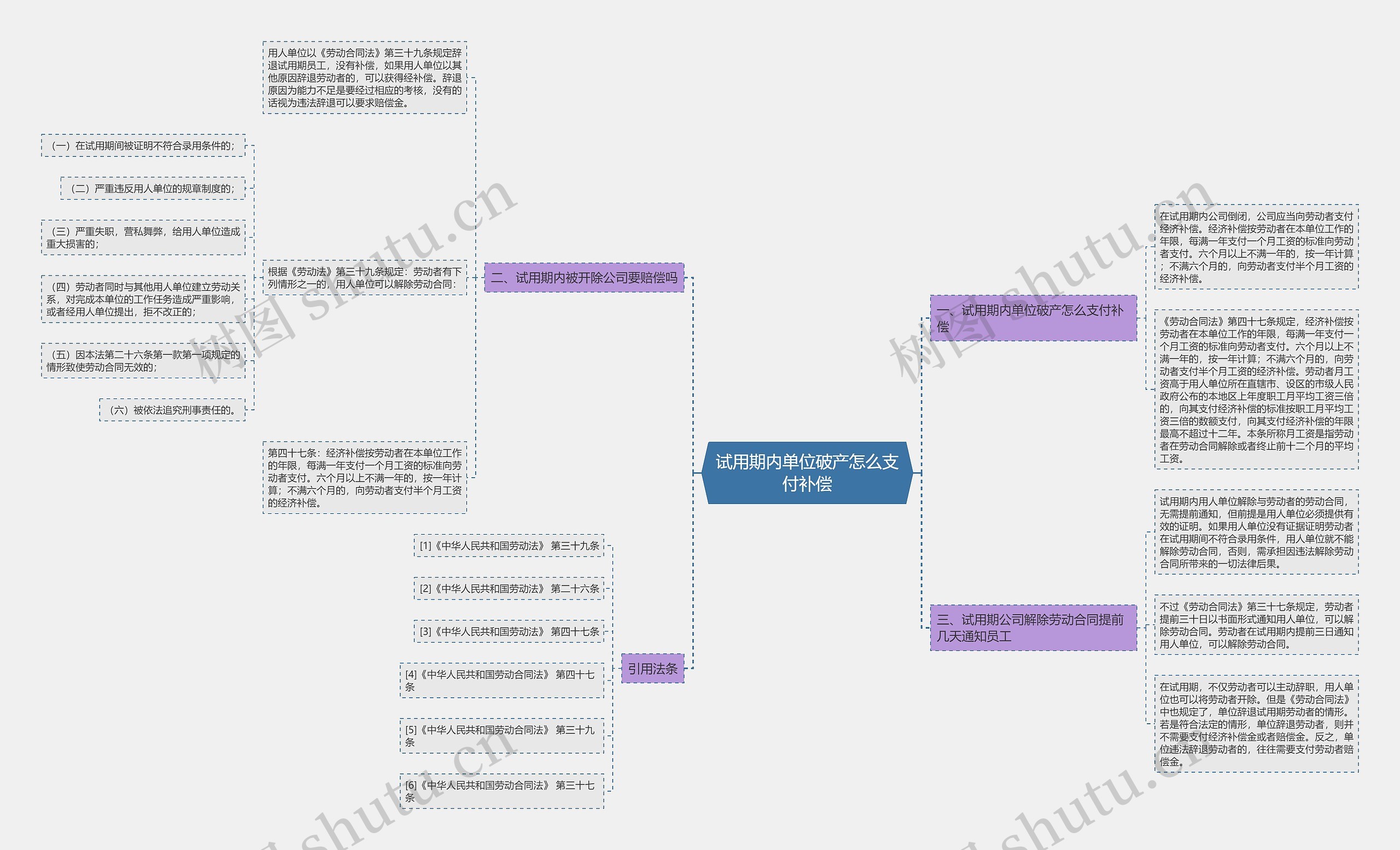 试用期内单位破产怎么支付补偿思维导图