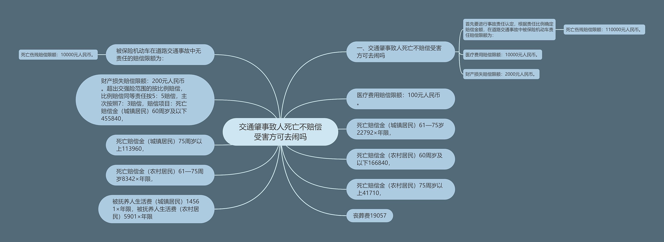 交通肇事致人死亡不赔偿受害方可去闹吗思维导图