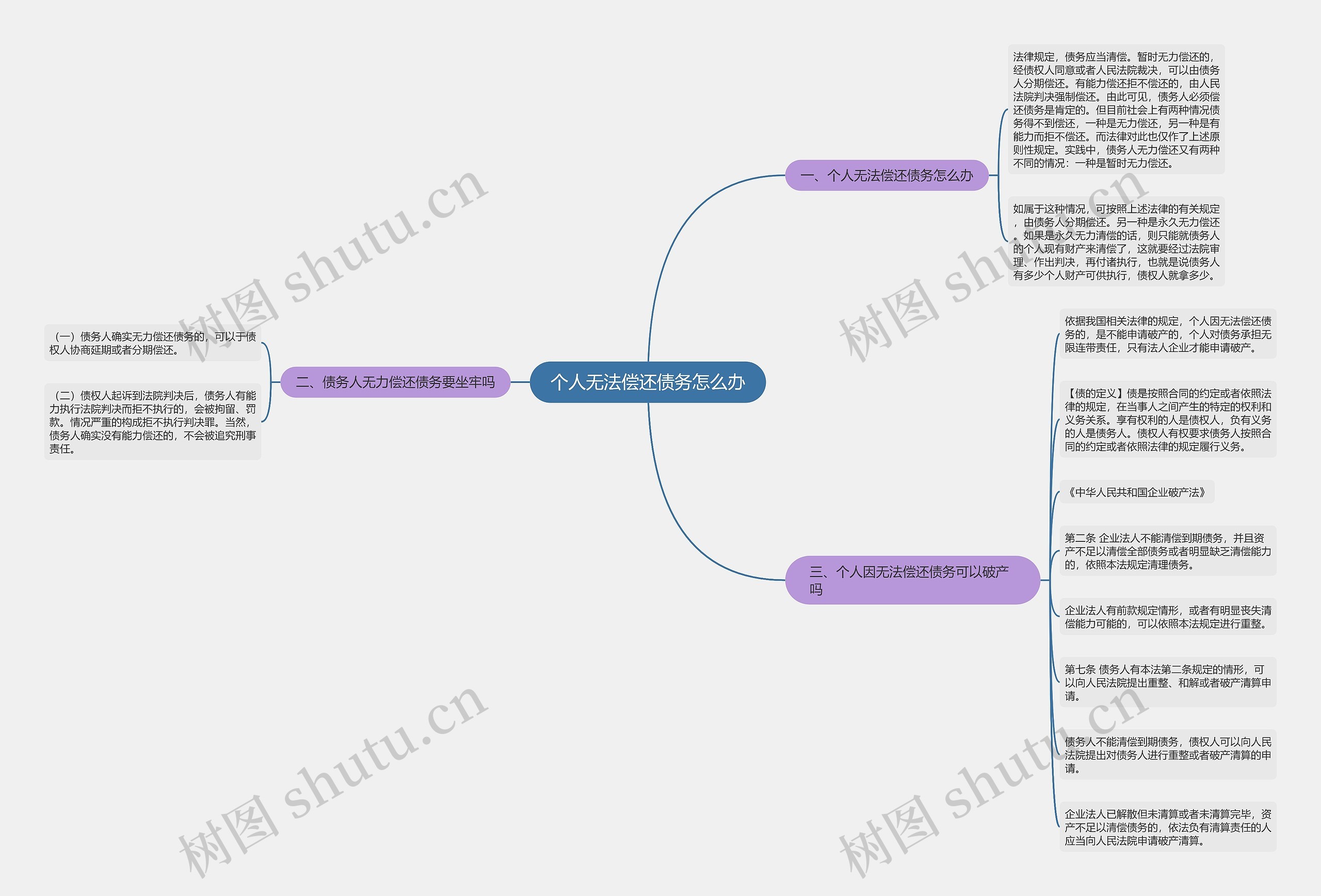 个人无法偿还债务怎么办思维导图