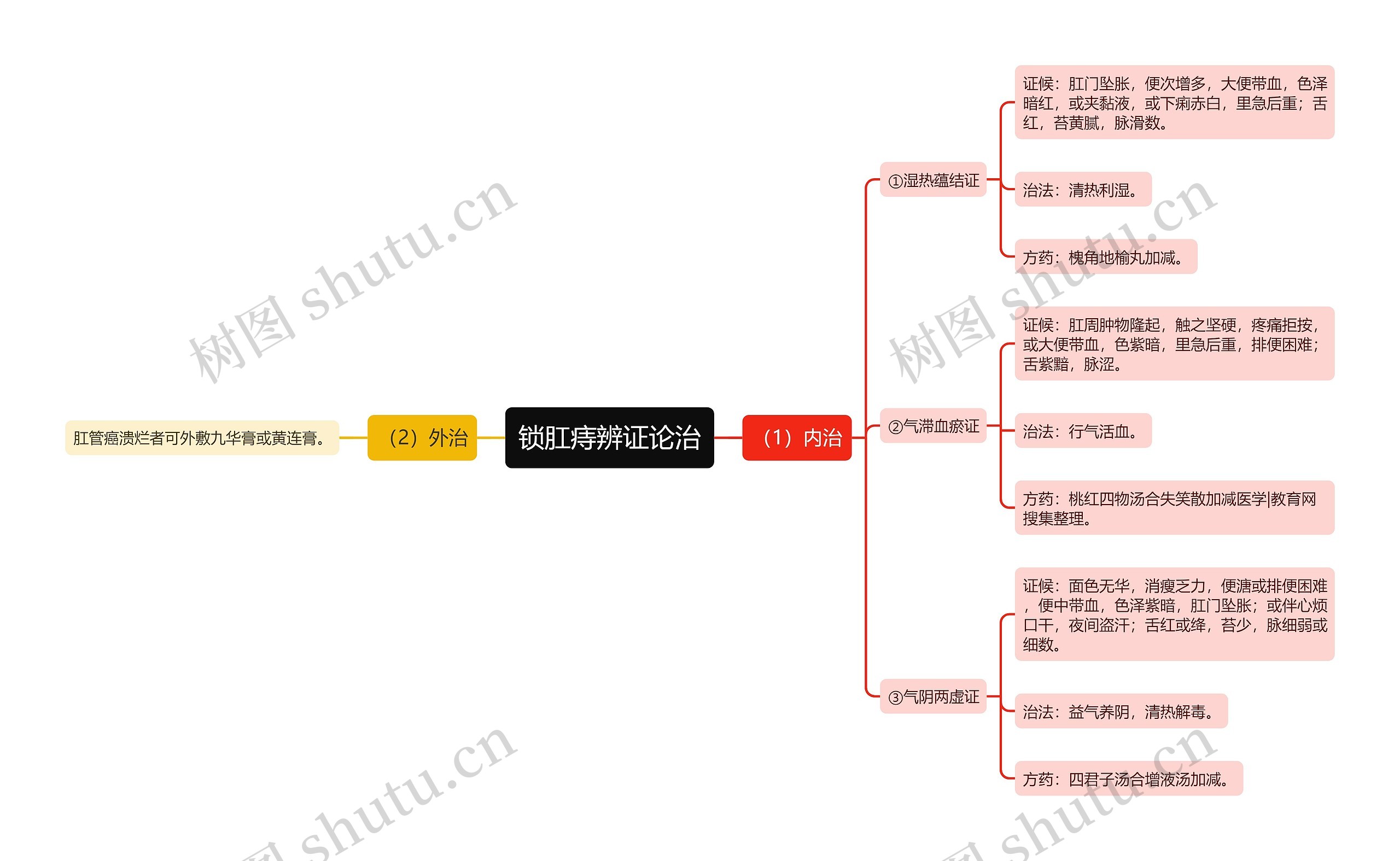 锁肛痔辨证论治思维导图