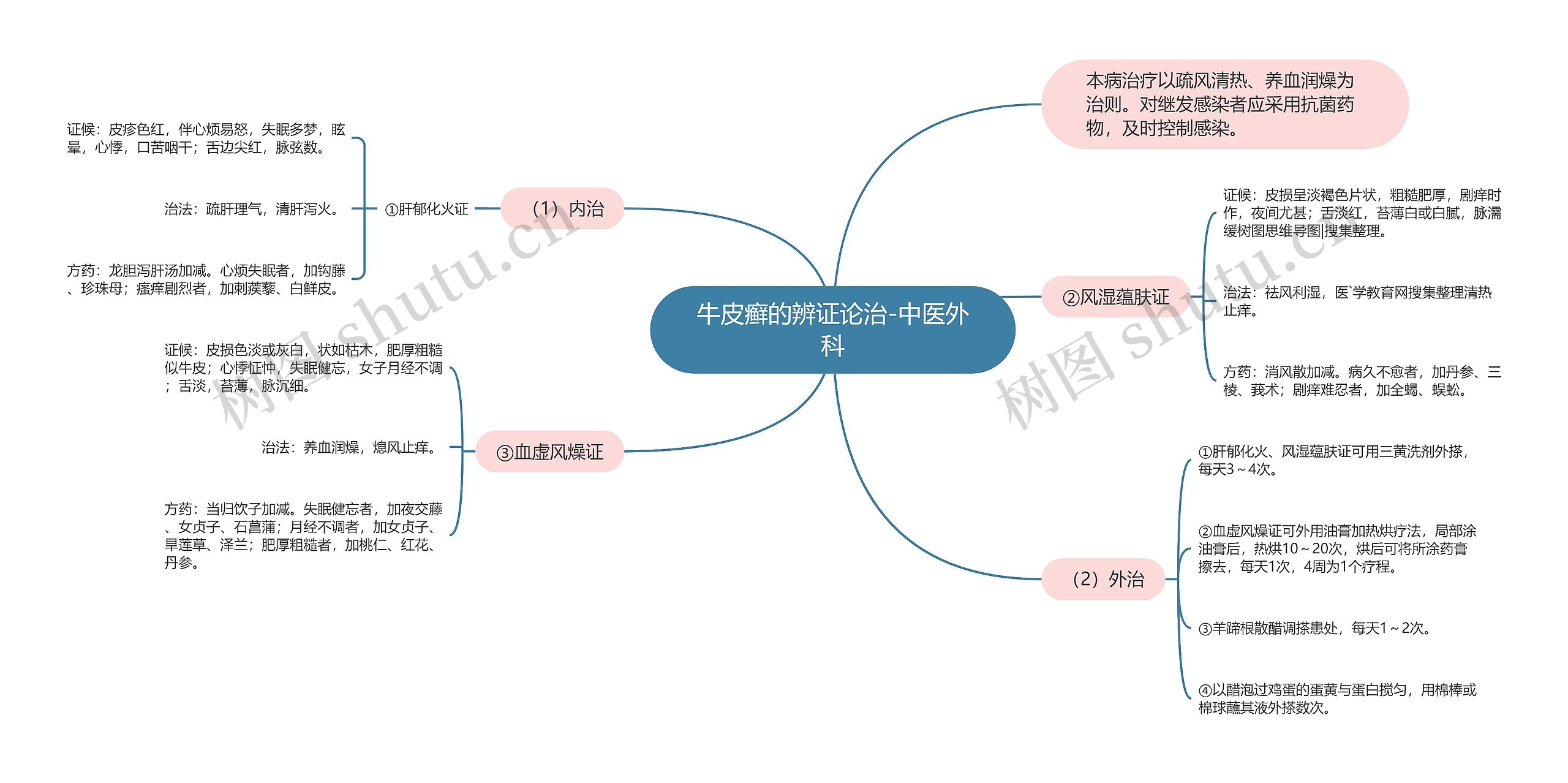 牛皮癣的辨证论治-中医外科思维导图