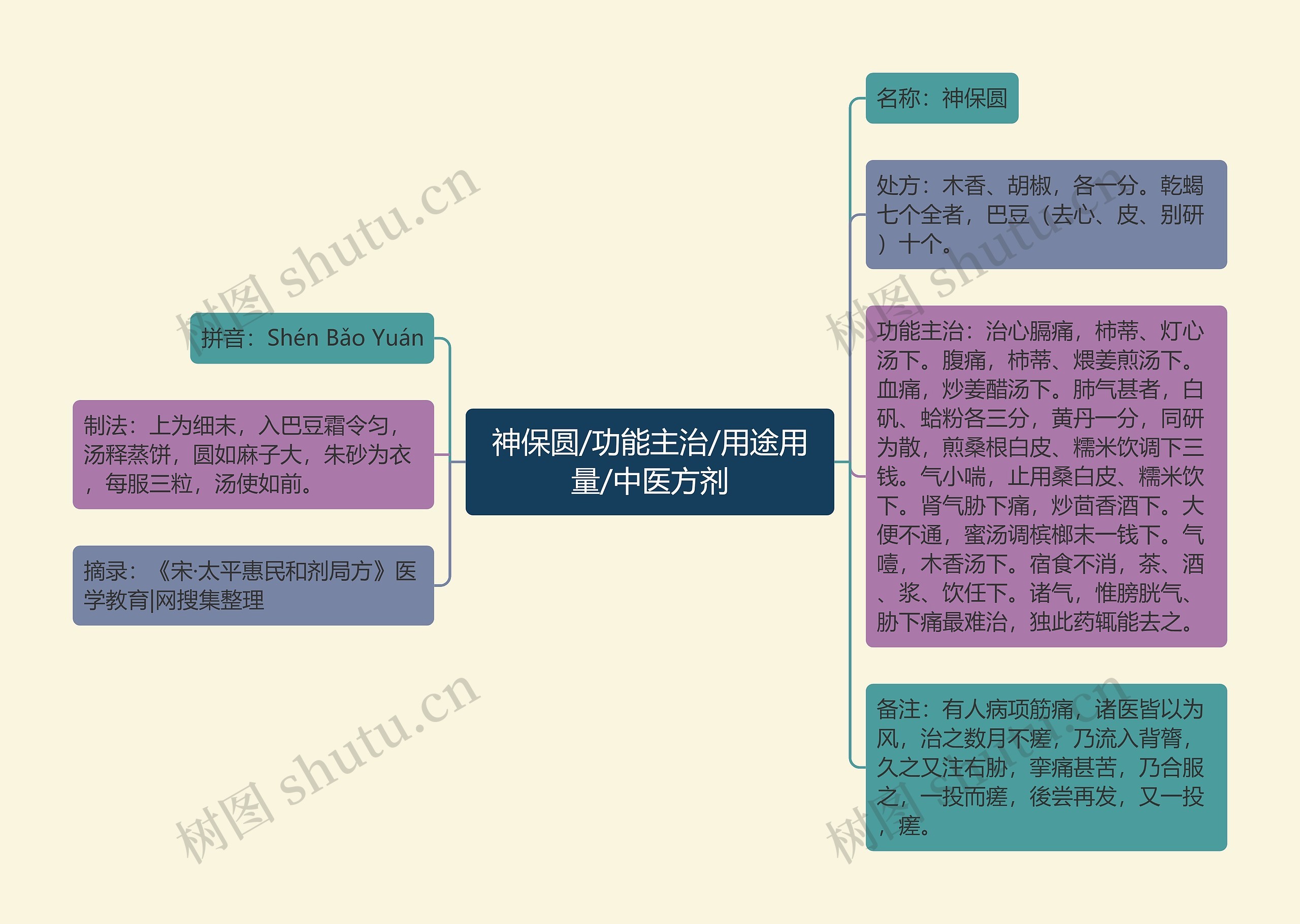 神保圆/功能主治/用途用量/中医方剂思维导图