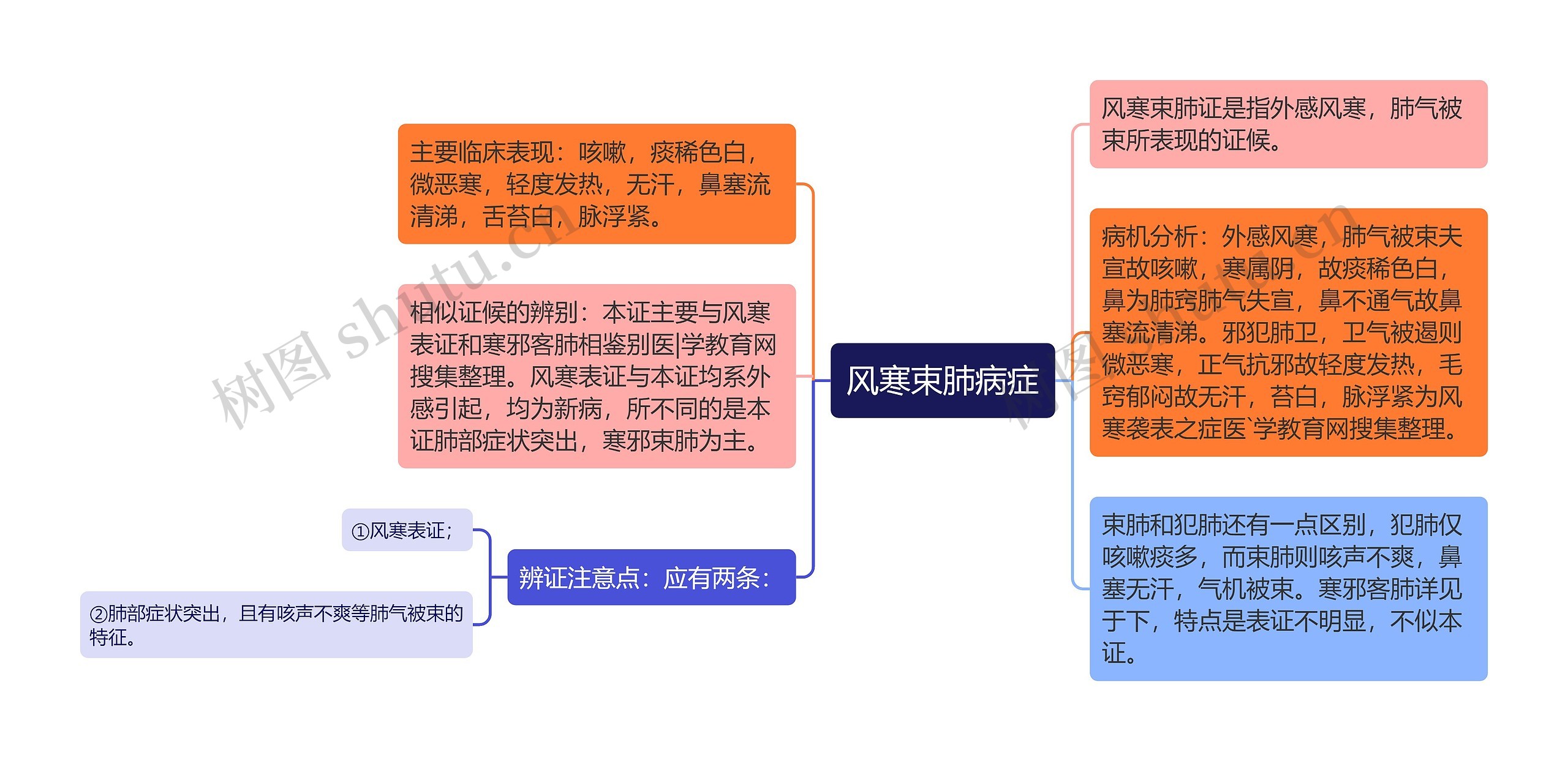 风寒束肺病症思维导图