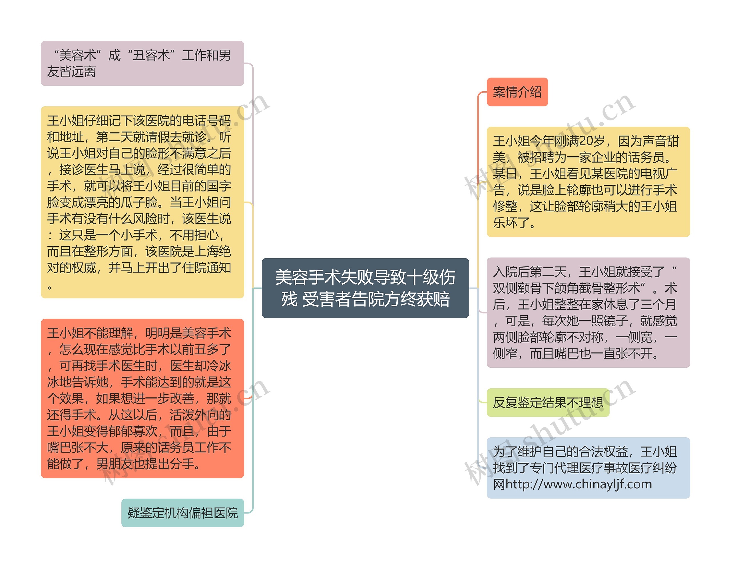 美容手术失败导致十级伤残 受害者告院方终获赔思维导图