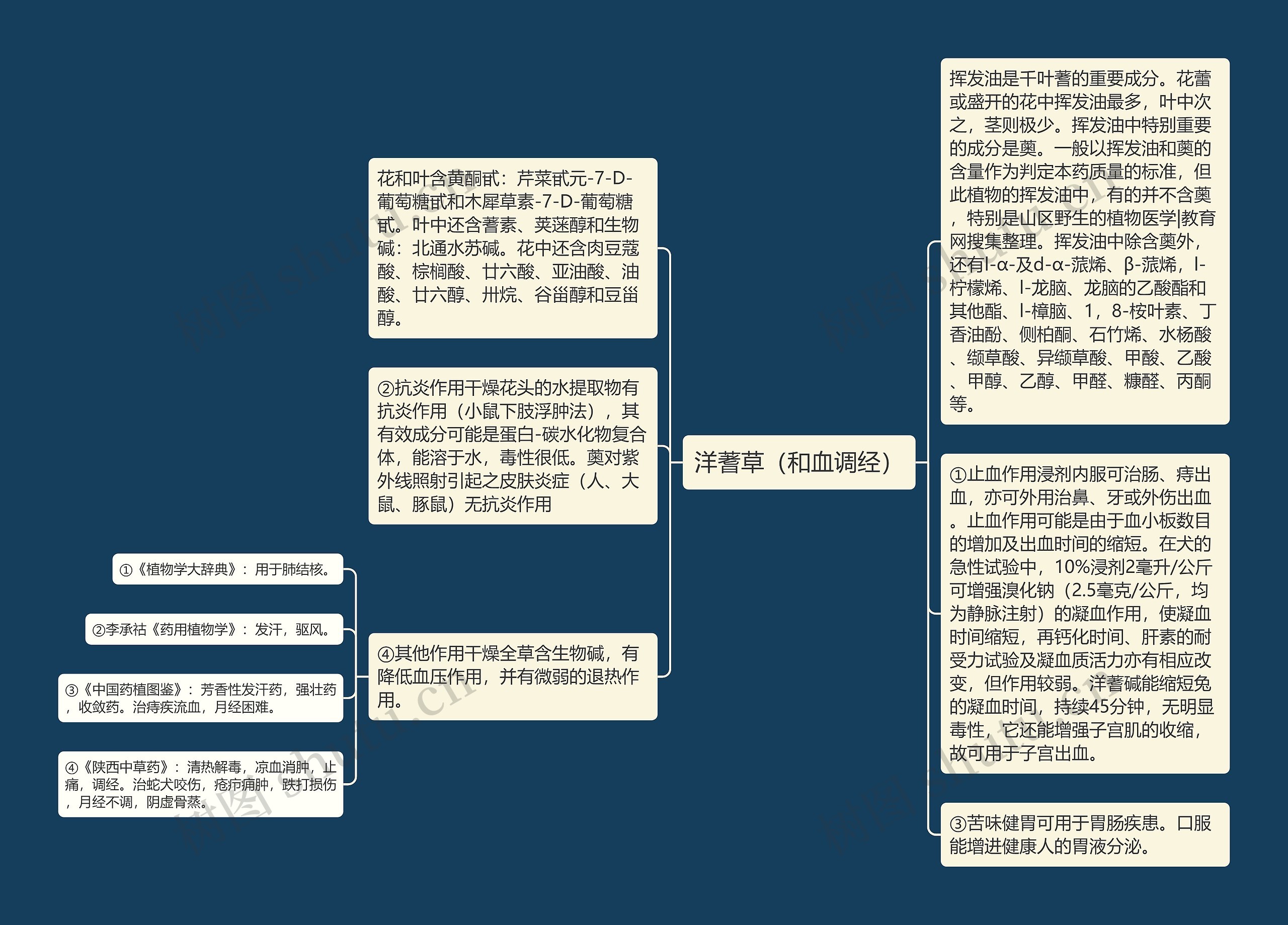 洋蓍草（和血调经）思维导图