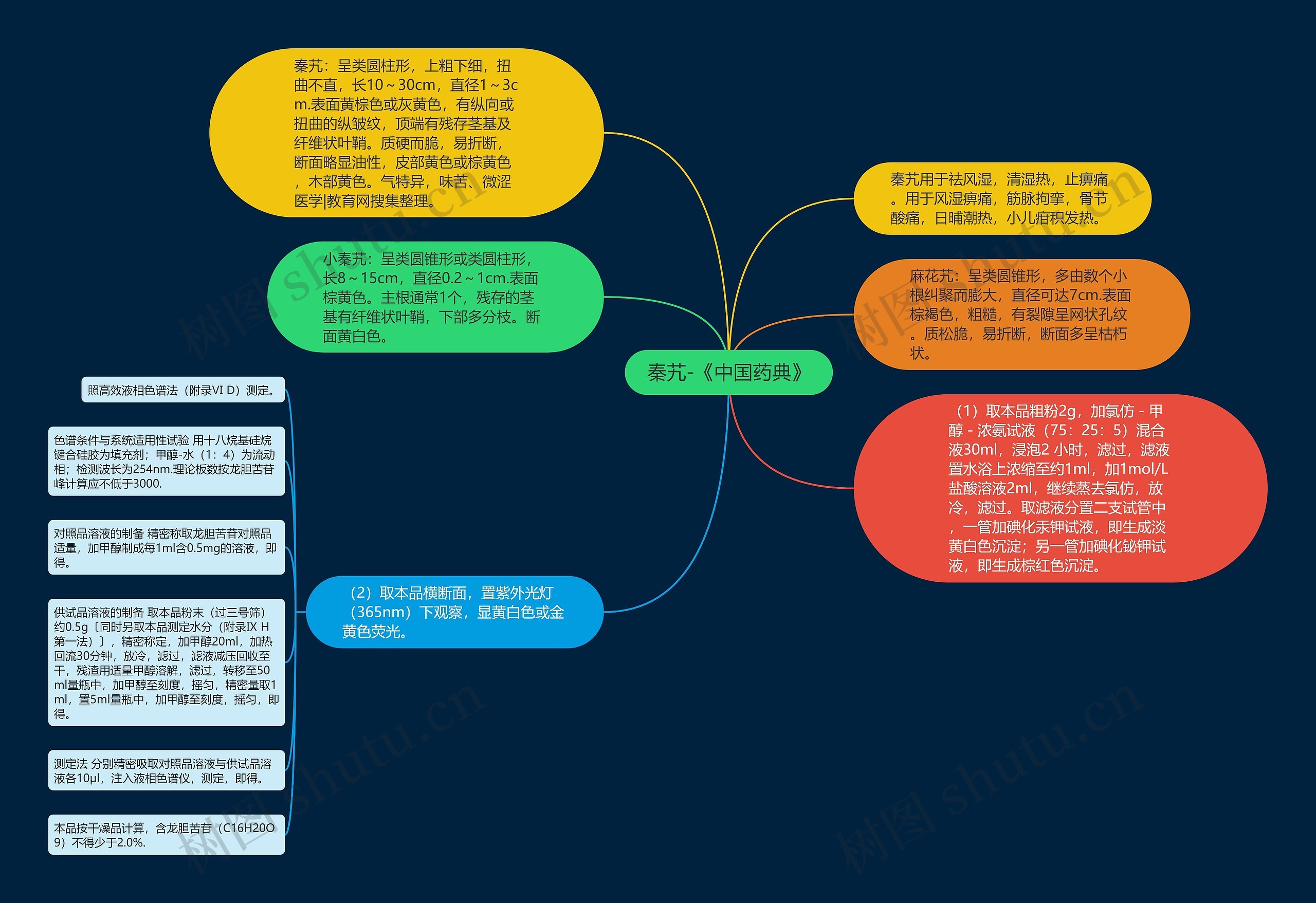秦艽-《中国药典》思维导图