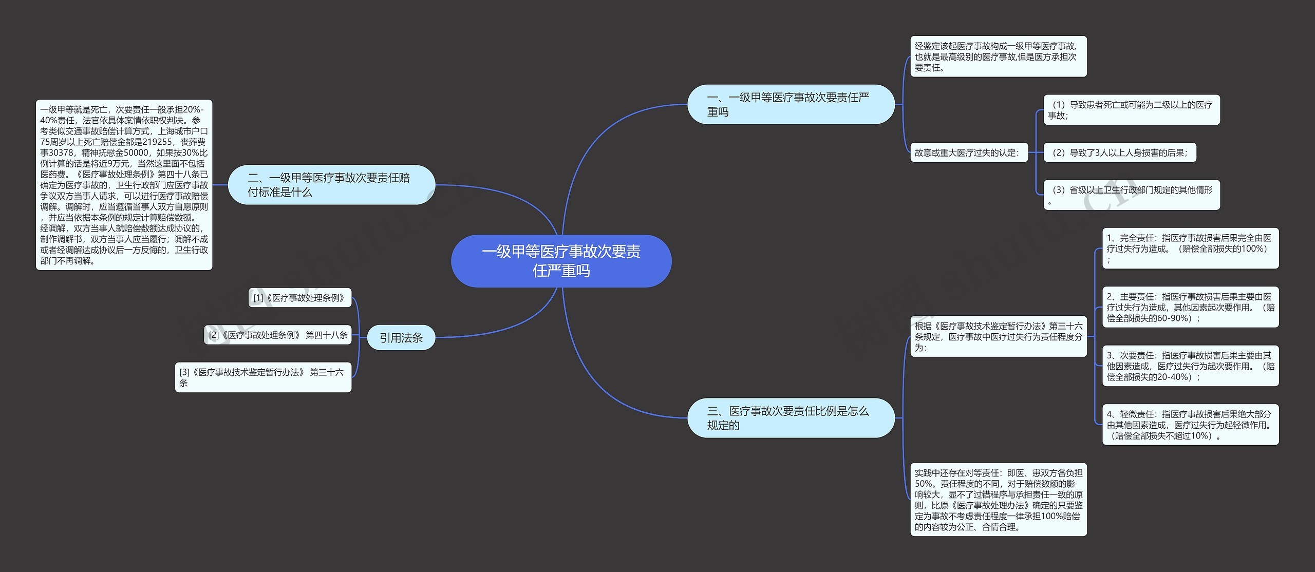 一级甲等医疗事故次要责任严重吗思维导图