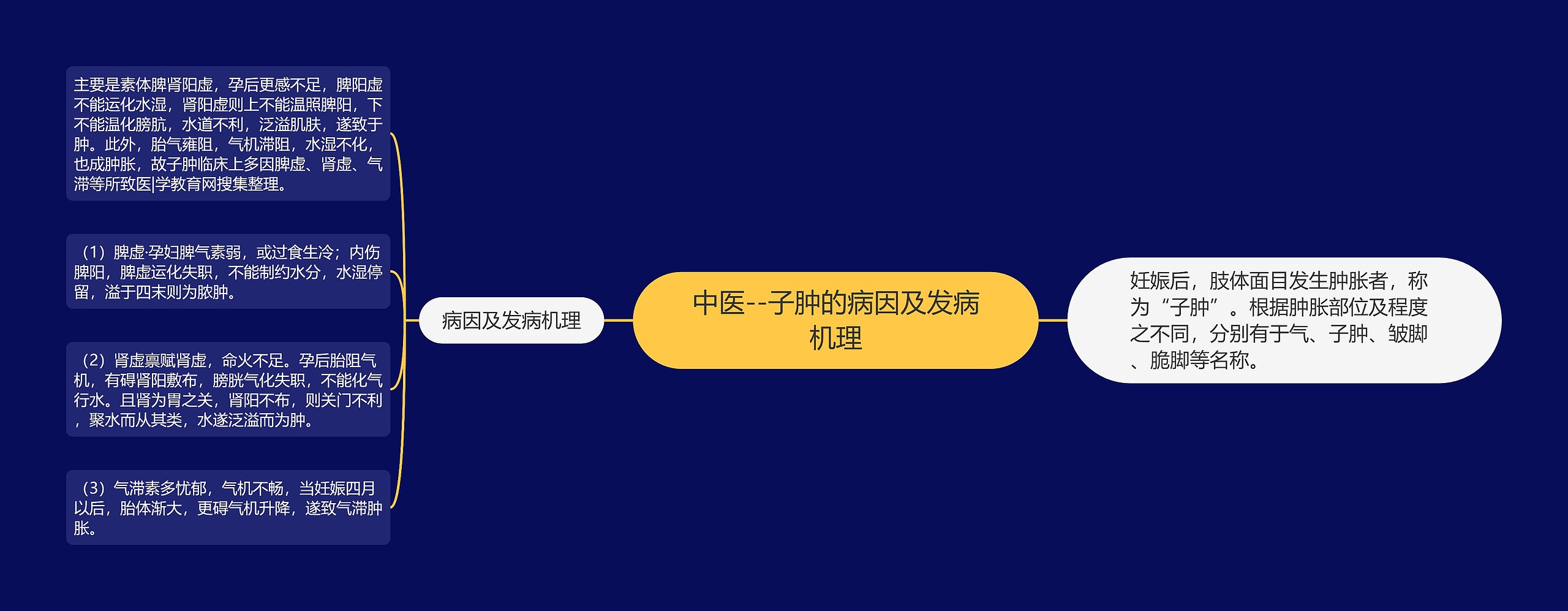 中医--子肿的病因及发病机理思维导图