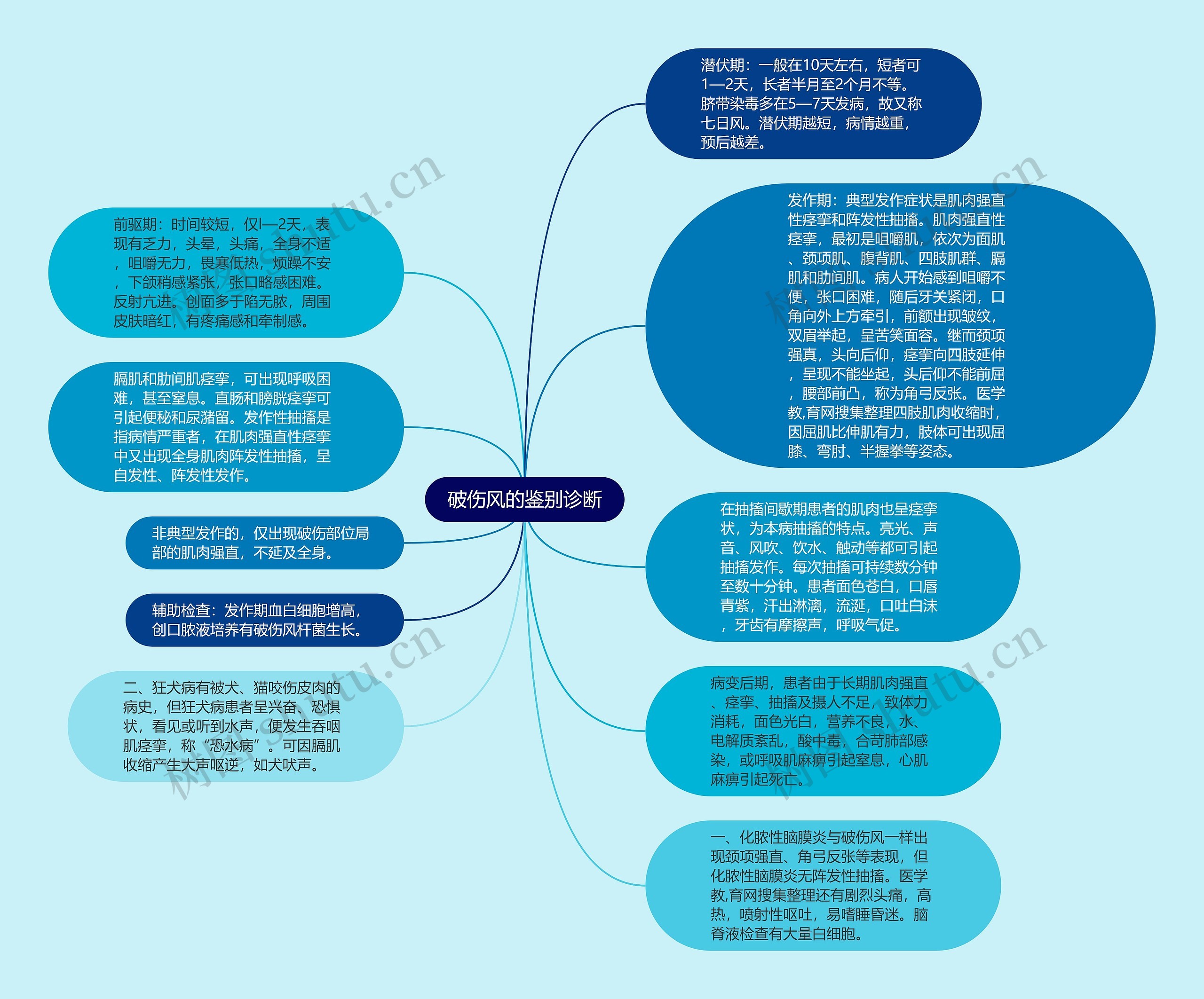 破伤风的鉴别诊断思维导图