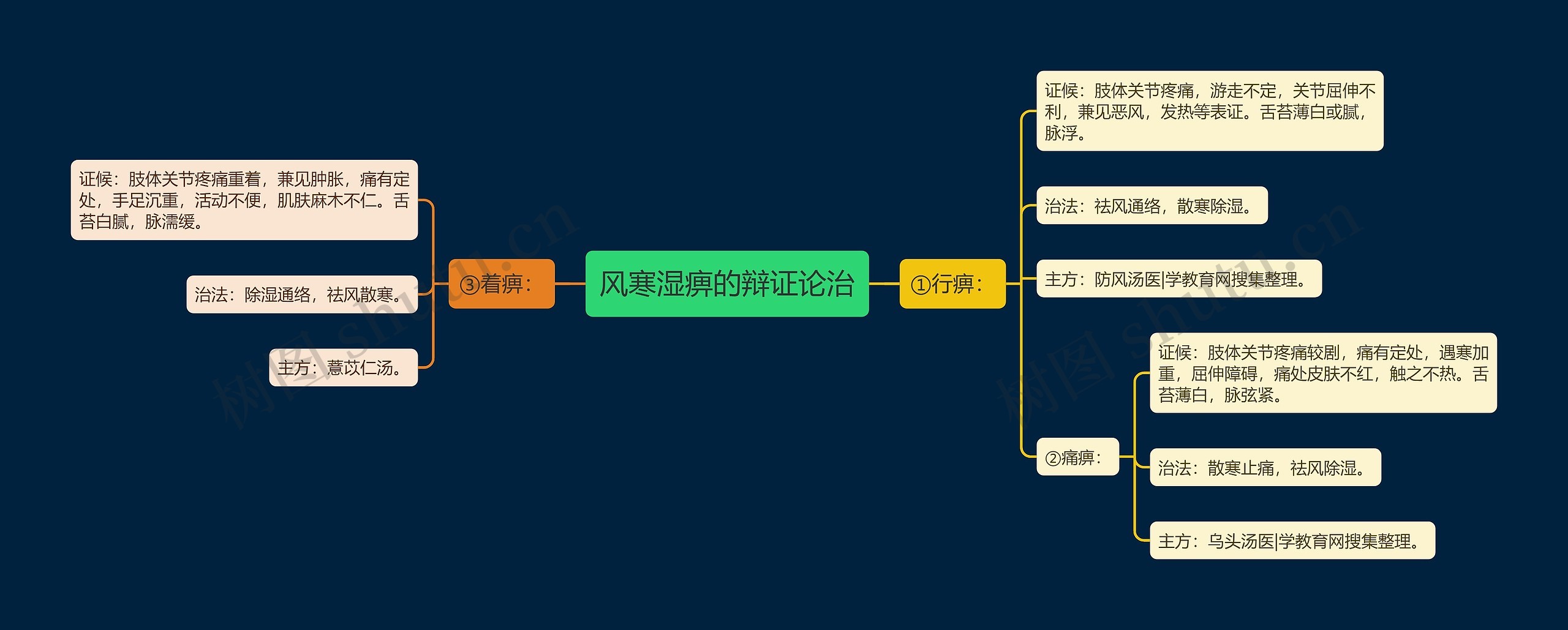 风寒湿痹的辩证论治思维导图