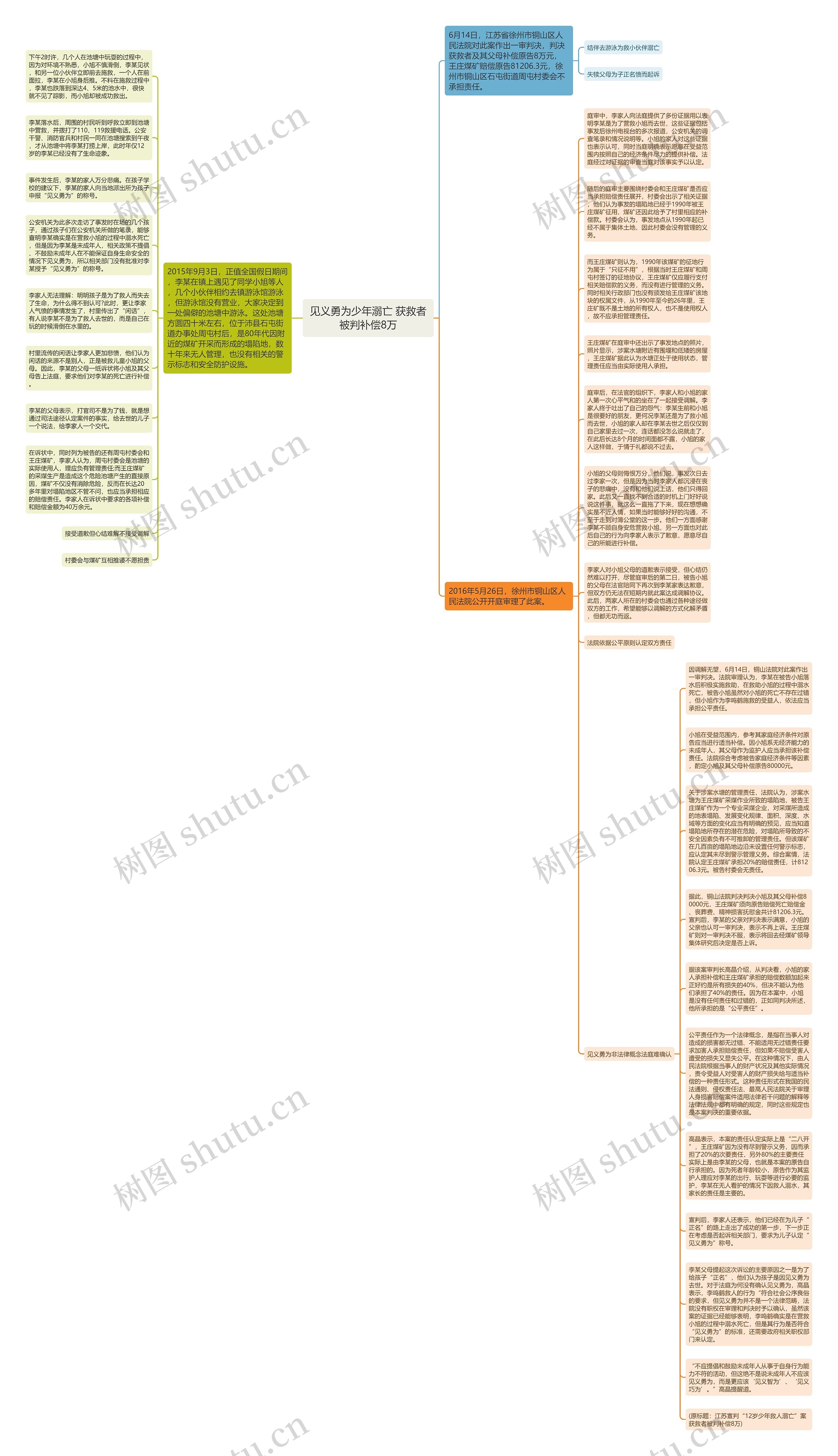 见义勇为少年溺亡 获救者被判补偿8万思维导图
