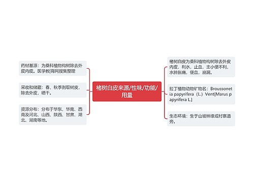 楮树白皮来源/性味/功能/用量