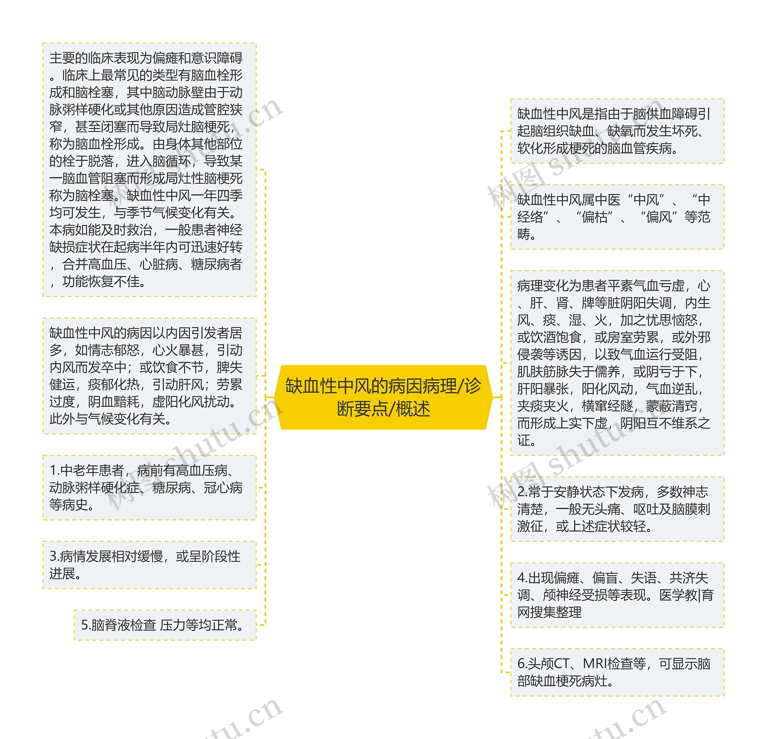 缺血性中风的病因病理/诊断要点/概述思维导图