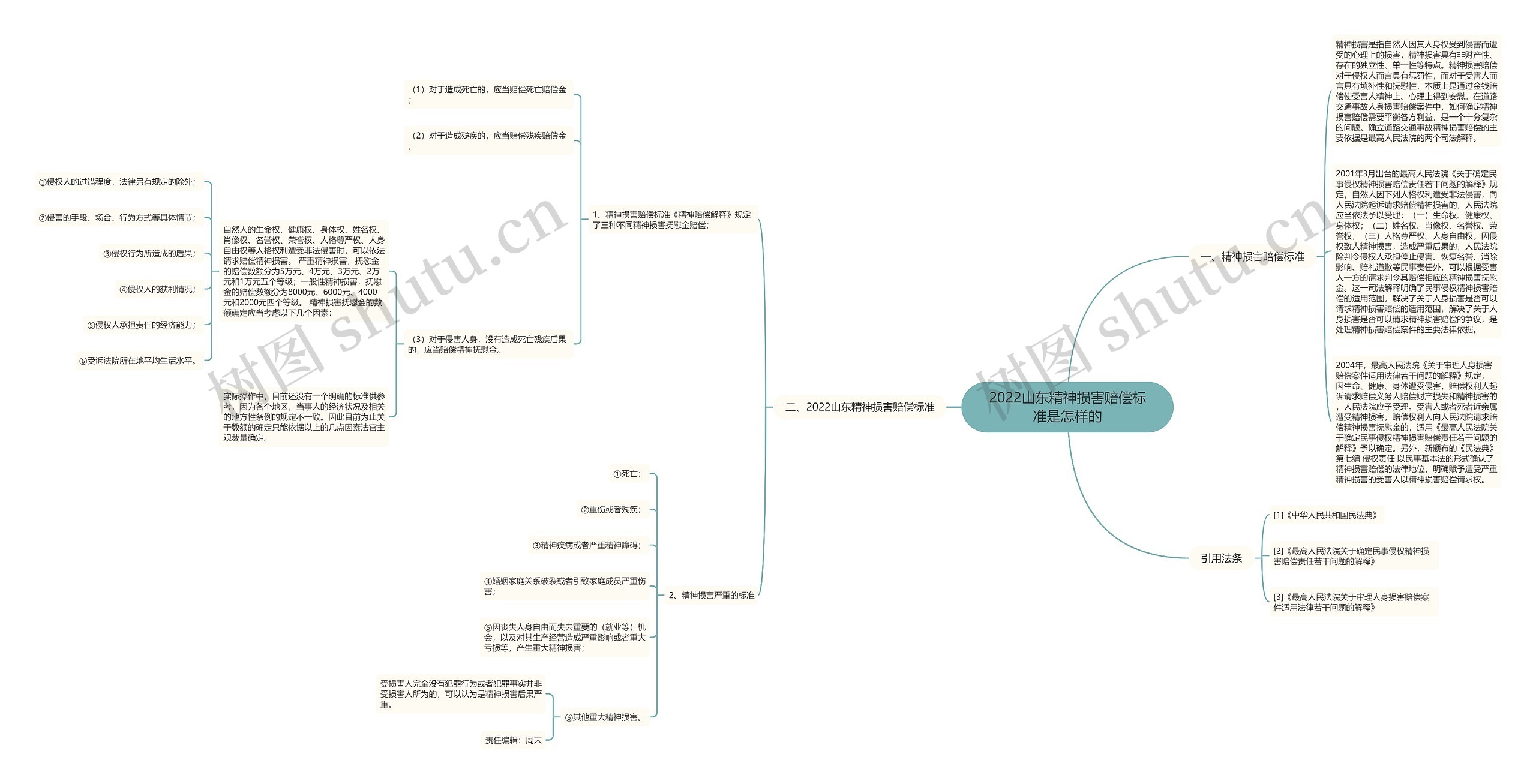 2022山东精神损害赔偿标准是怎样的思维导图