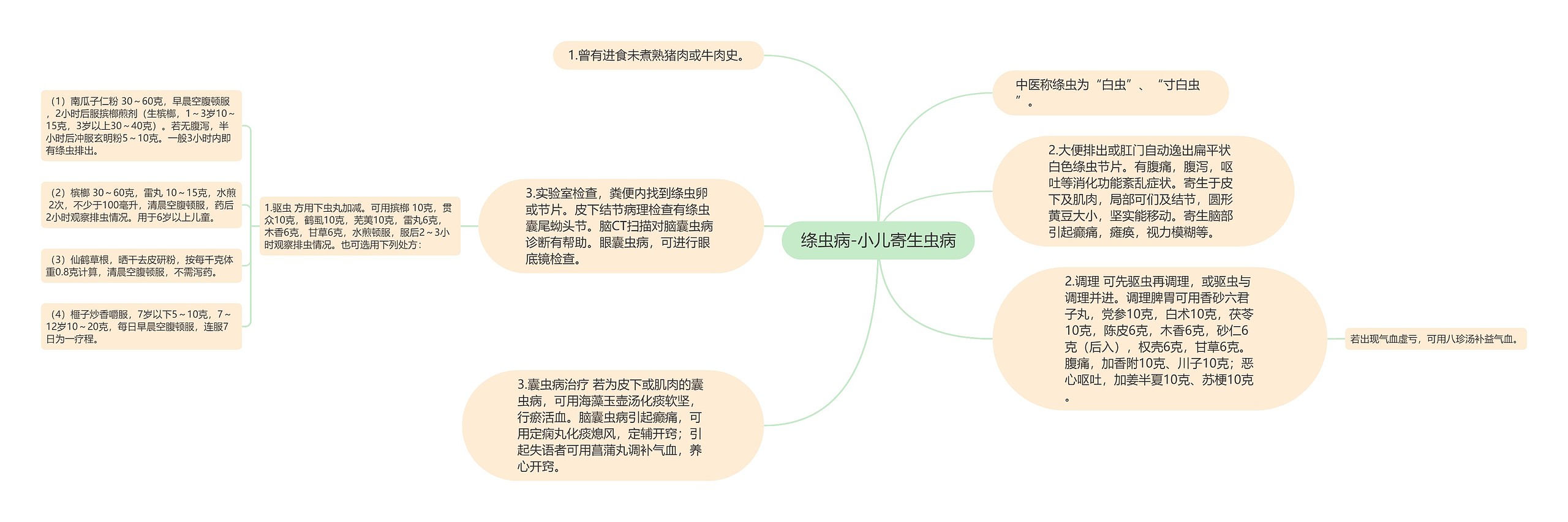 绦虫病-小儿寄生虫病思维导图