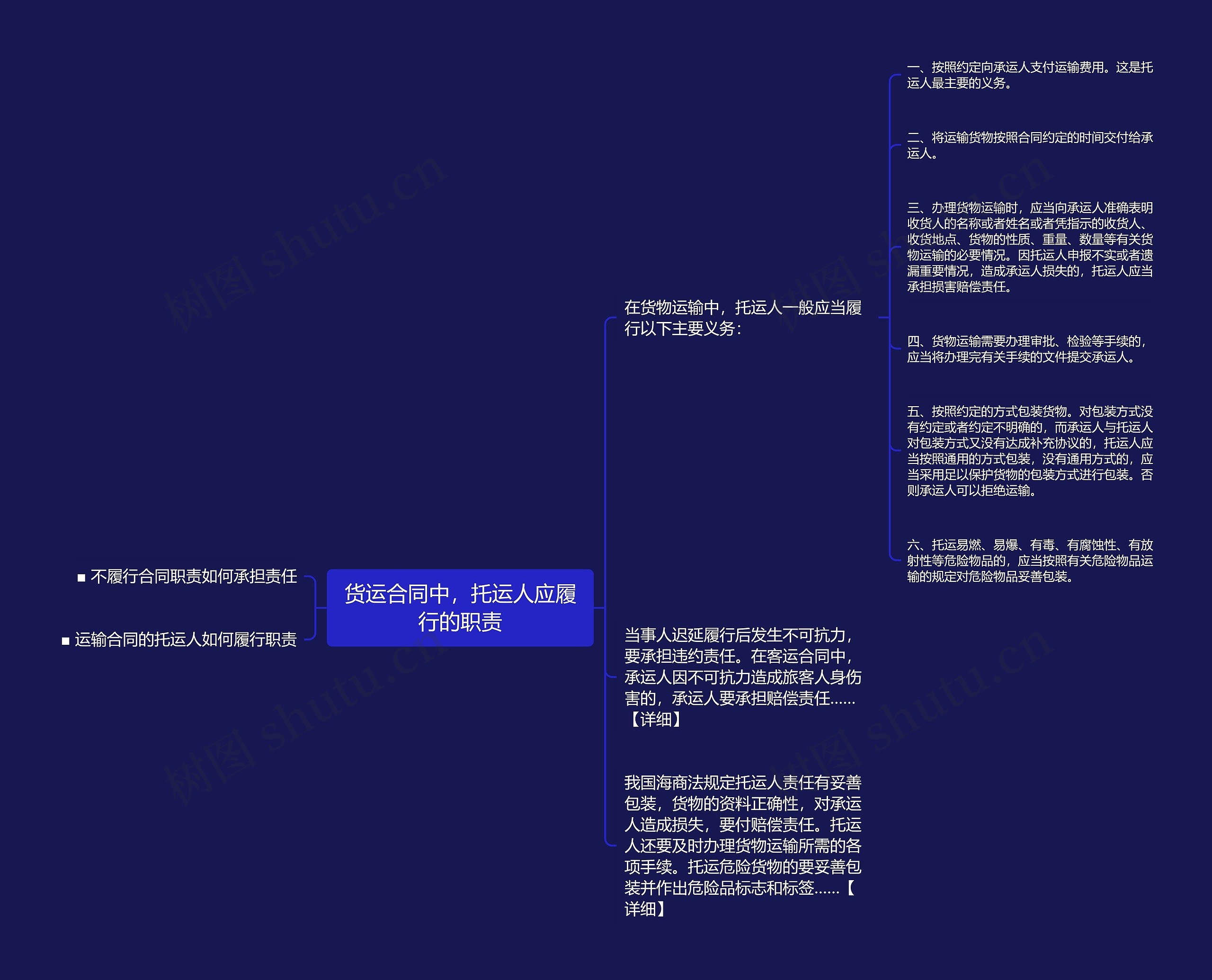 货运合同中，托运人应履行的职责思维导图