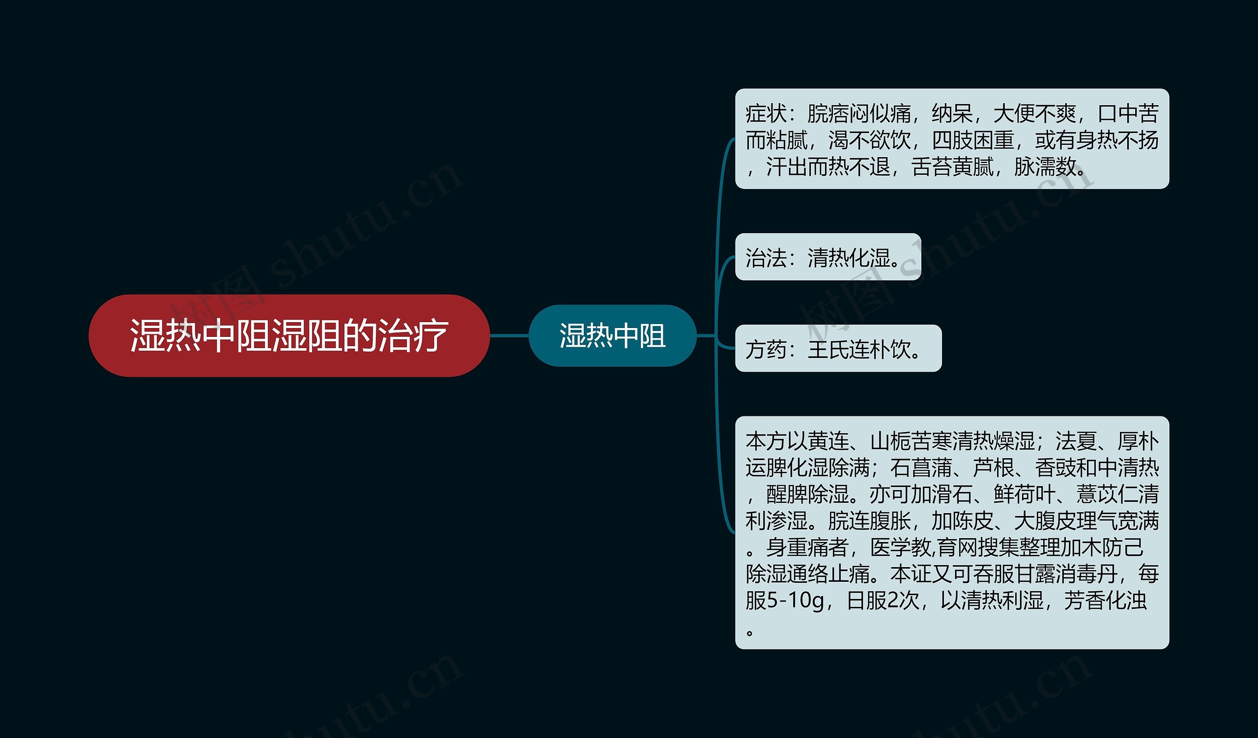 湿热中阻湿阻的治疗思维导图