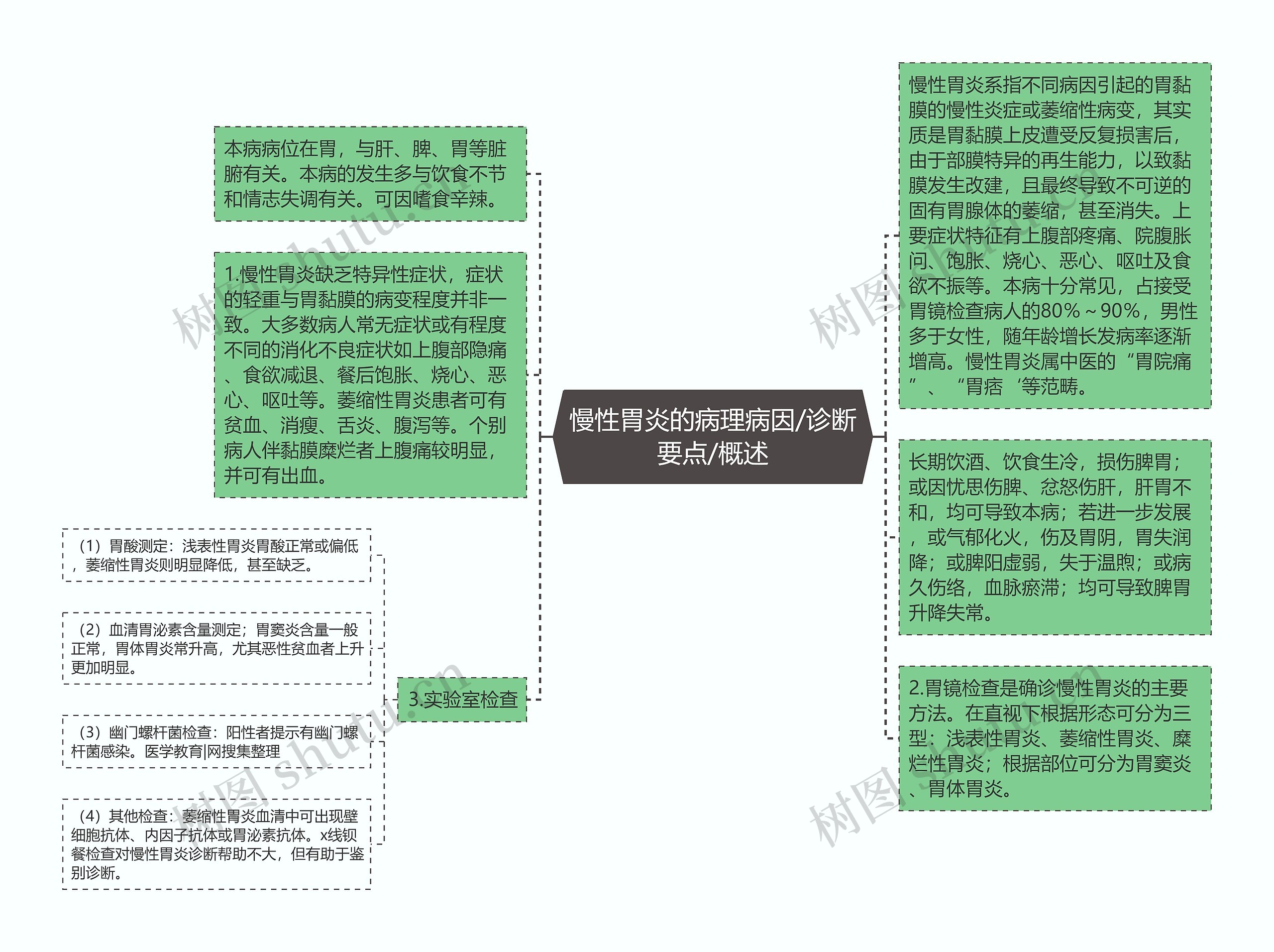 慢性胃炎的病理病因/诊断要点/概述思维导图