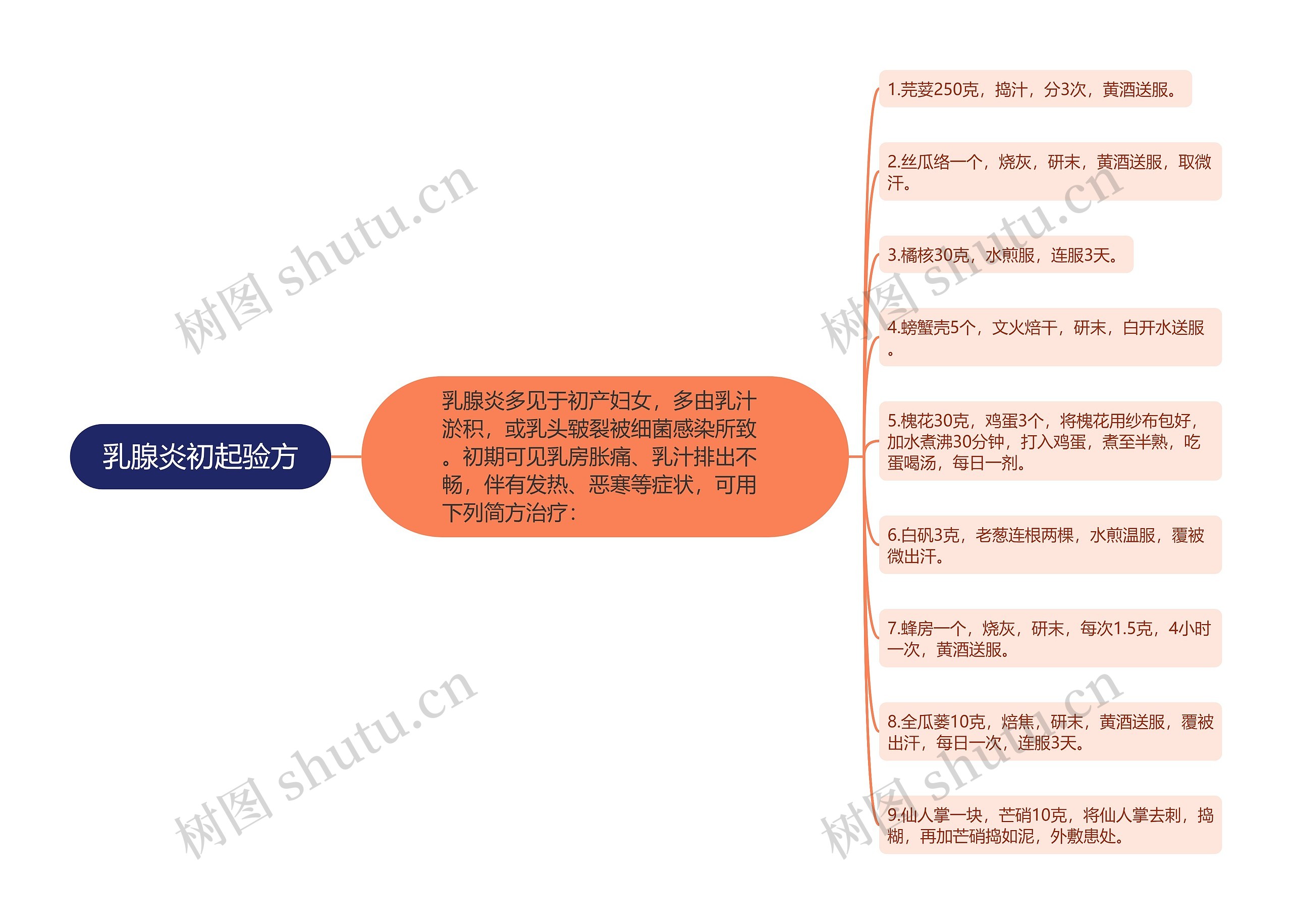 乳腺炎初起验方思维导图