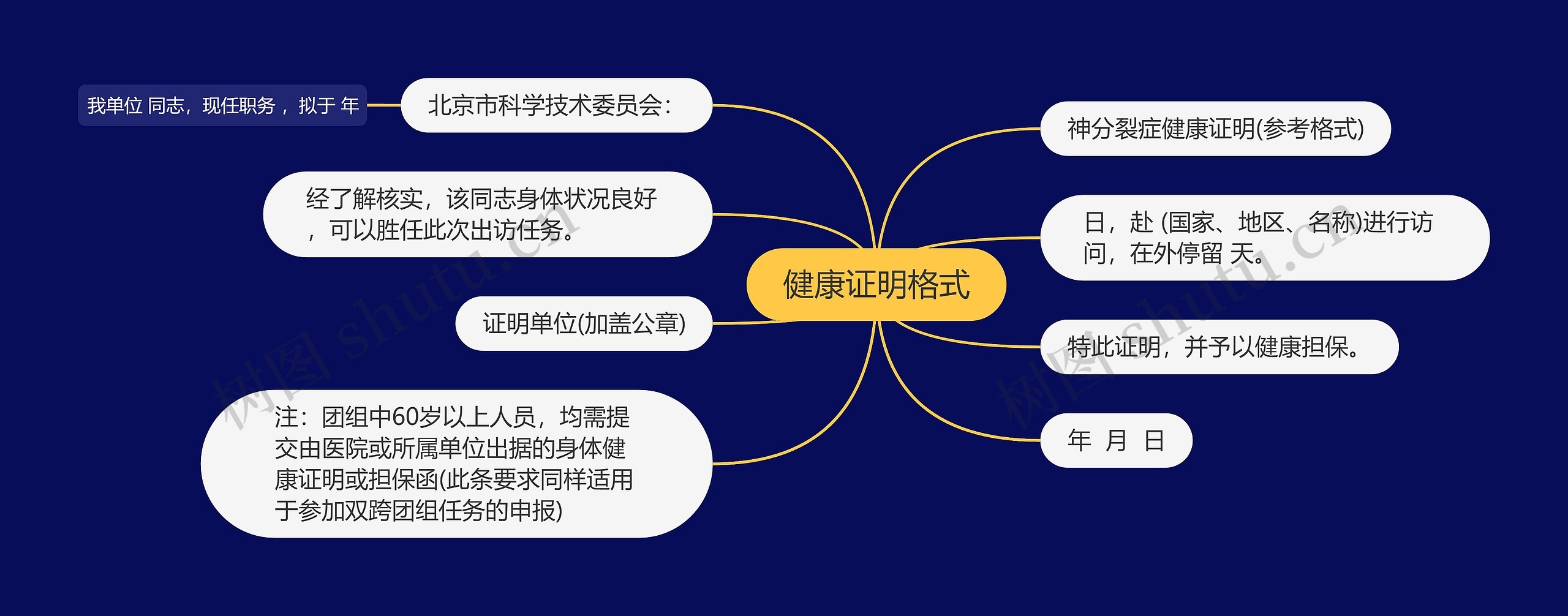 健康证明格式思维导图