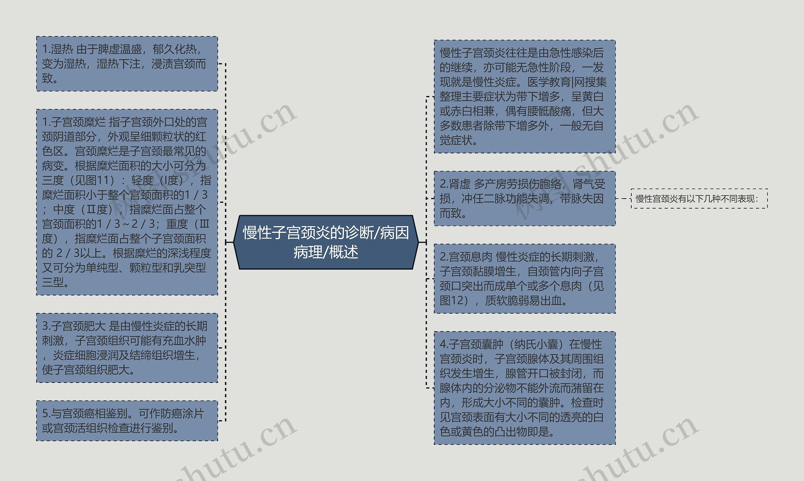 慢性子宫颈炎的诊断/病因病理/概述思维导图